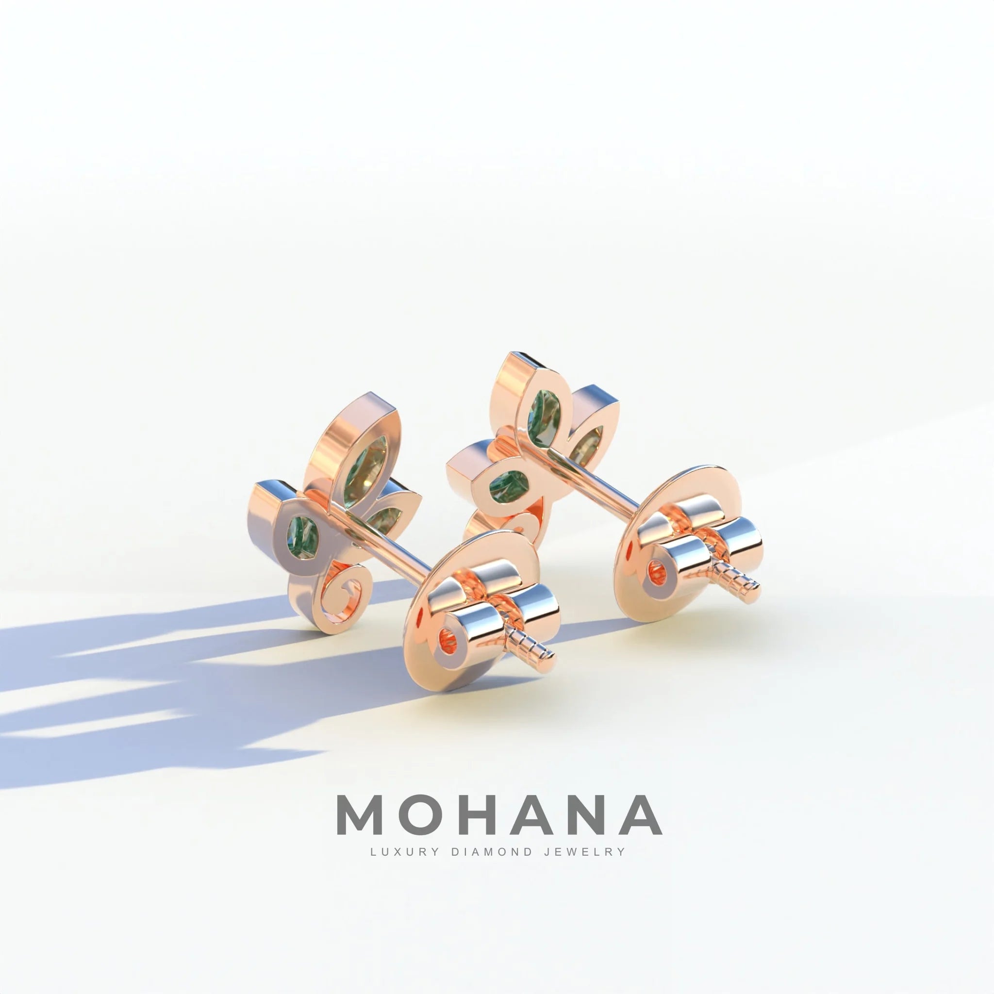 Le Petite - Marquise Green Lab Diamond Stud Earrings | Attractive Bezel Setting