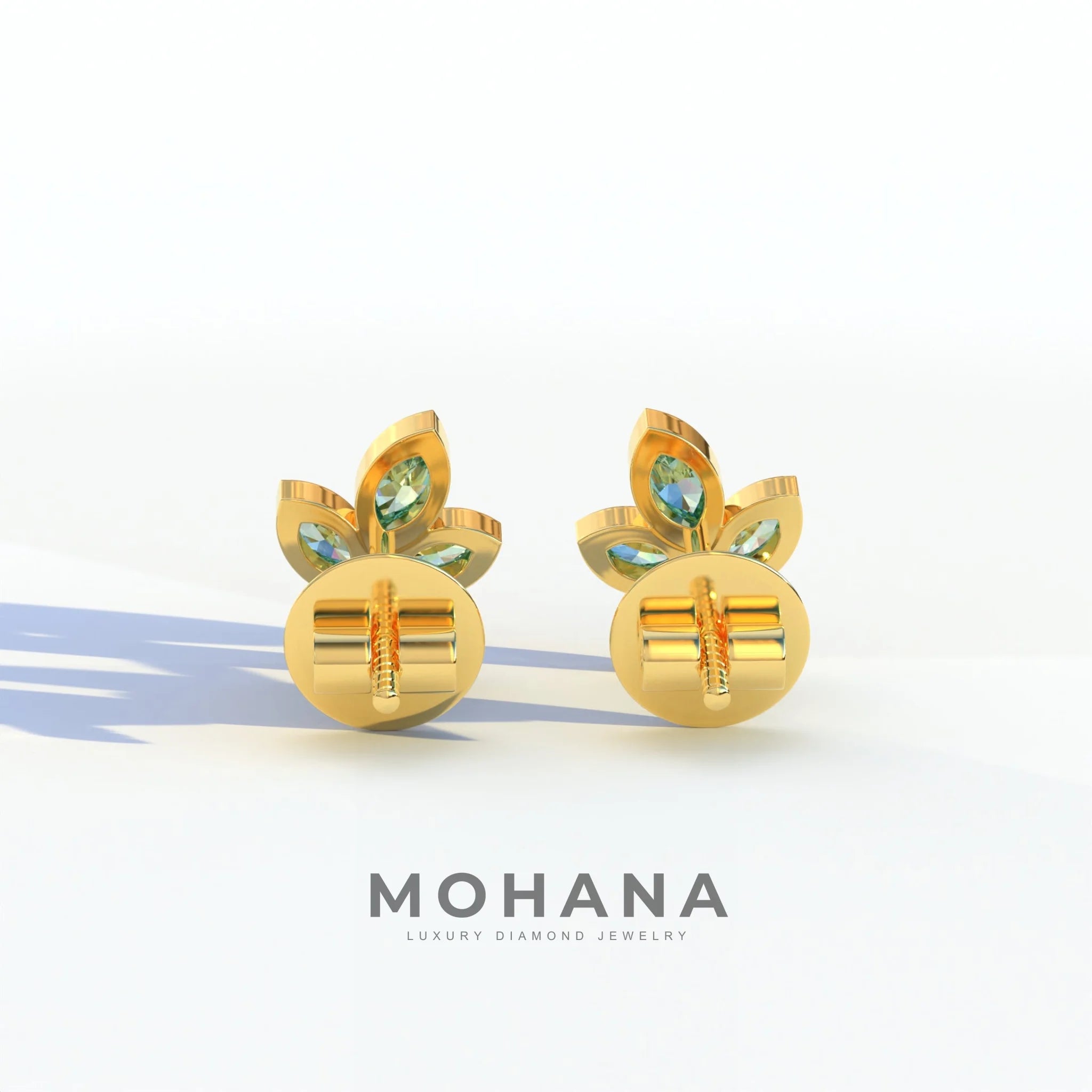 Le Petite - Marquise Green Lab Diamond Stud Earrings | Attractive Bezel Setting