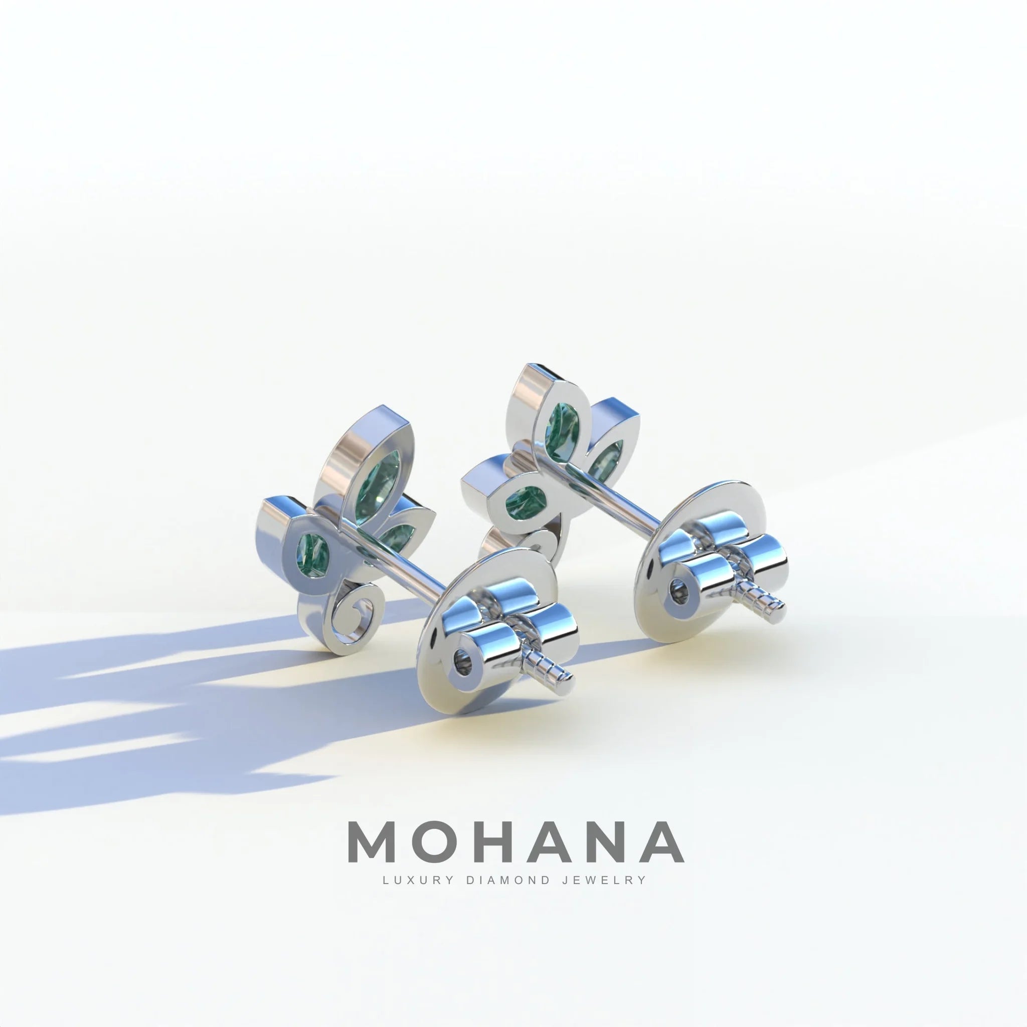 Le Petite - Marquise Green Lab Diamond Stud Earrings | Attractive Bezel Setting