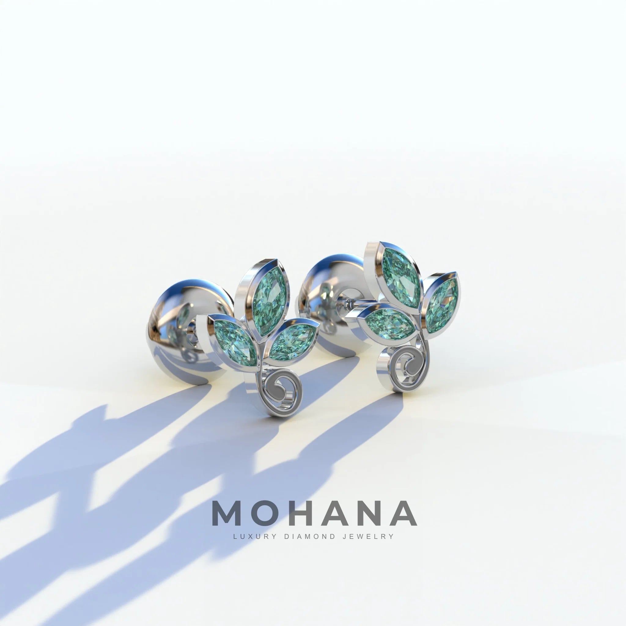 Le Petite - Marquise Green Lab Diamond Stud Earrings | Attractive Bezel Setting