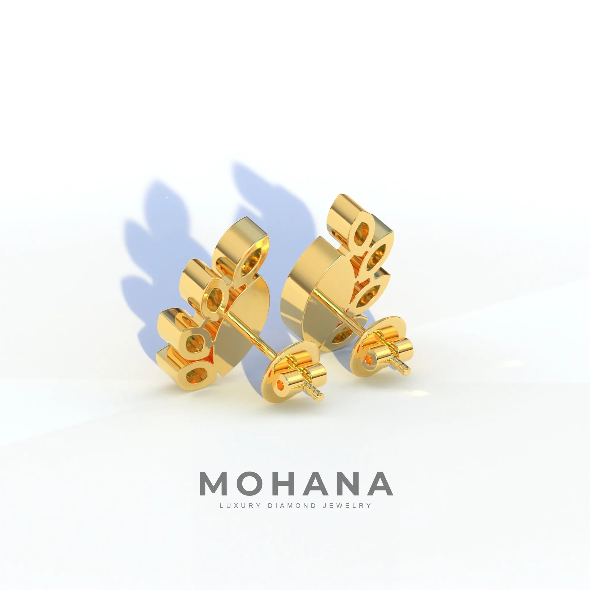 Green Marquise Cut Lab Diamond Stud Earrings | Stunning Bezel Setting - Gardenia Cluster