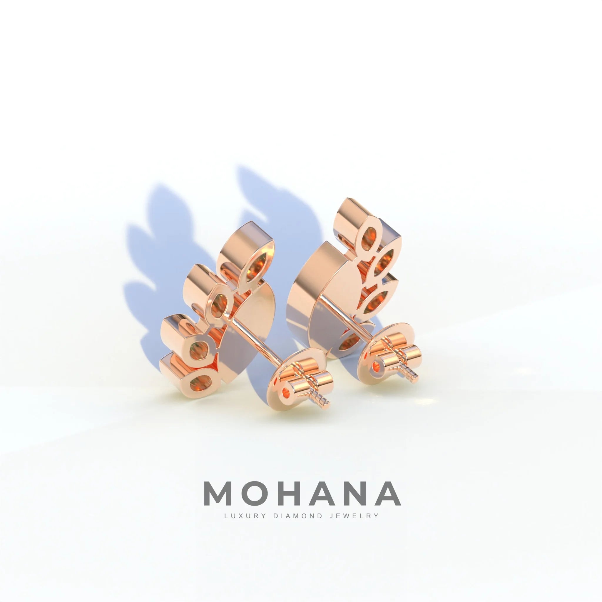 Green Marquise Cut Lab Diamond Stud Earrings | Stunning Bezel Setting - Gardenia Cluster