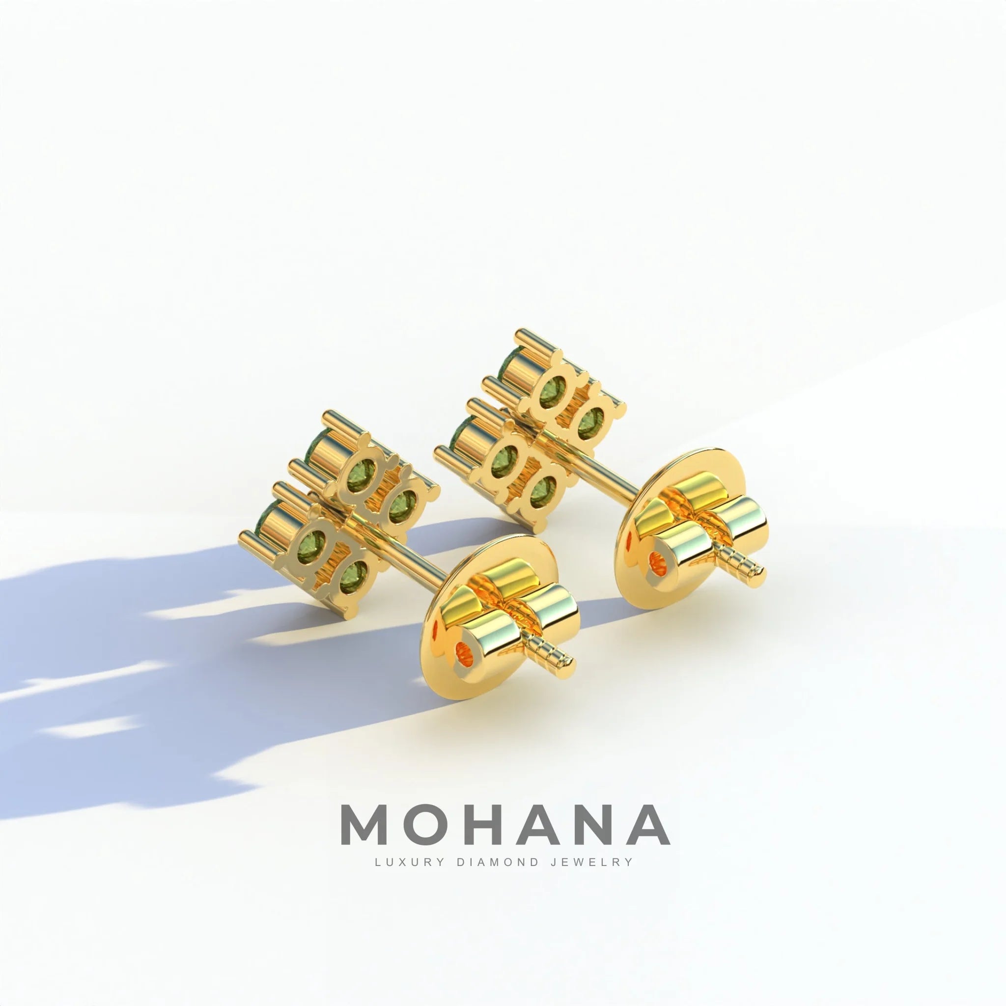 Green Round Cut Lab Diamond Stud Earrings | Cluster Setting - Rae Brilliance