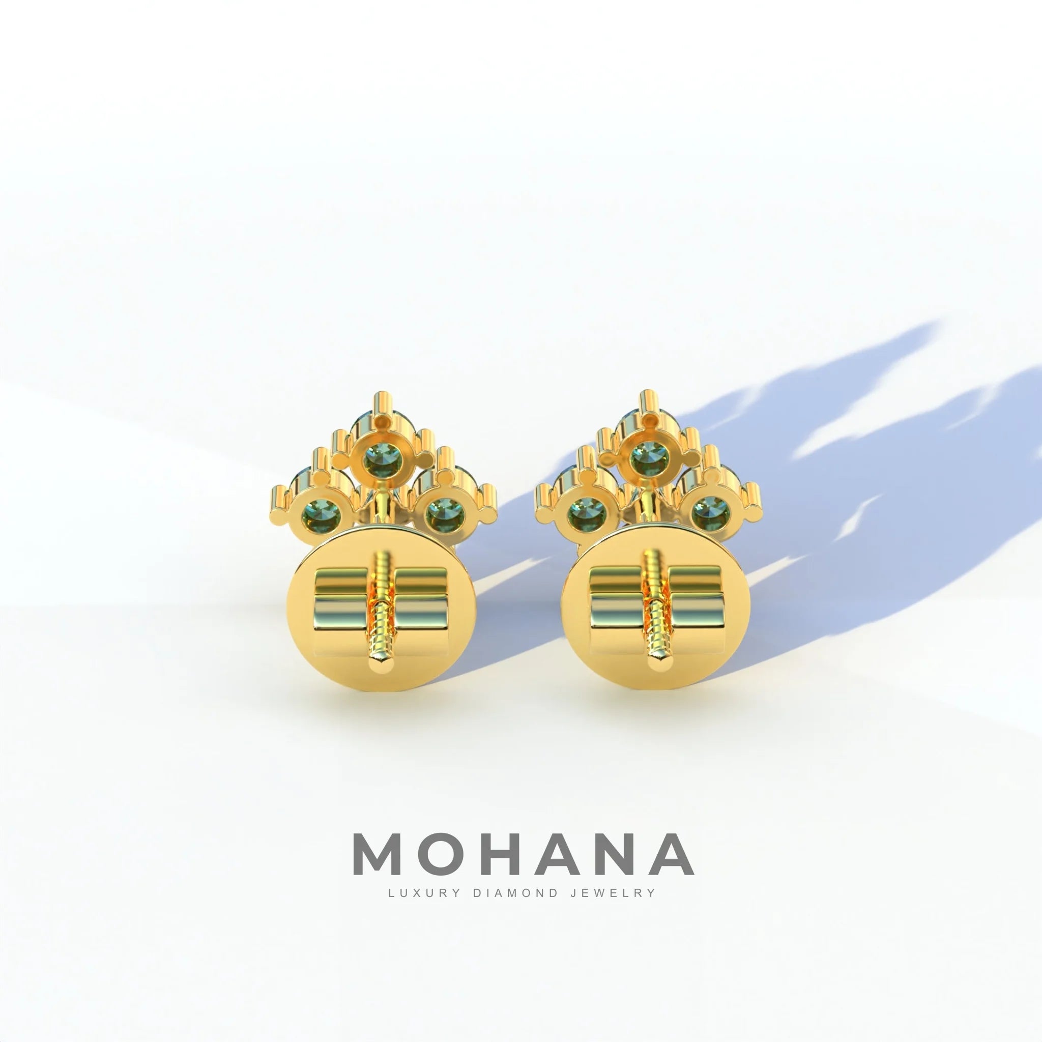 Green Round Cut Lab Diamond Stud Earrings | Cluster Setting - Rae Brilliance
