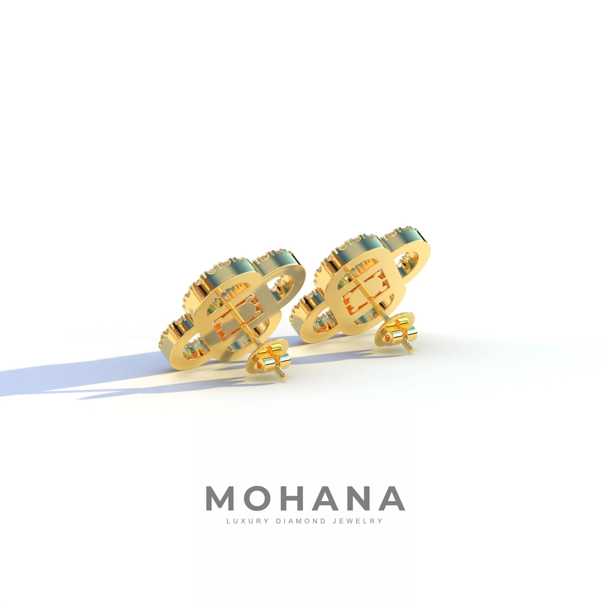 Green Color Round Cut Lab Diamond Stud Earrings - Hanri Daussi
