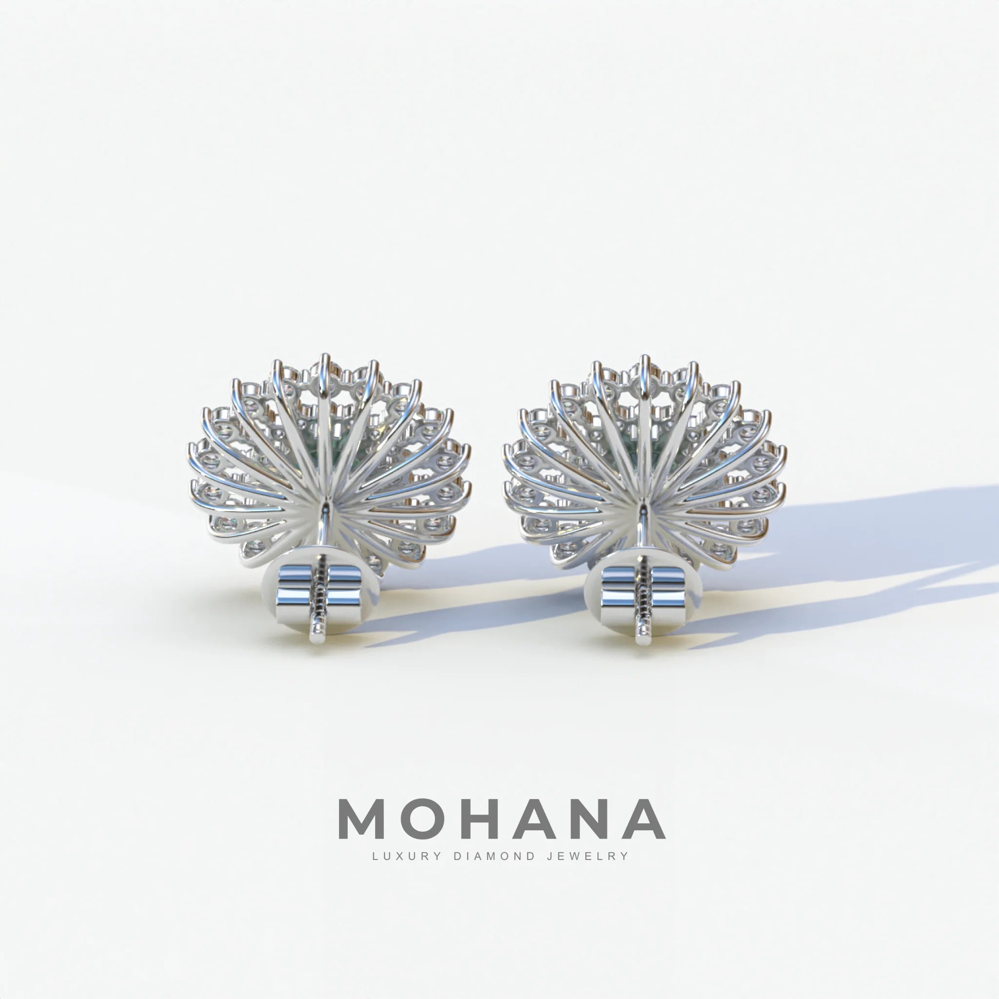 Aster - Green Color Round Diamond Stud Earrings