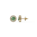 Ciera - Green Color Round Diamond Stud Earrings | Halo Setting | Certified
