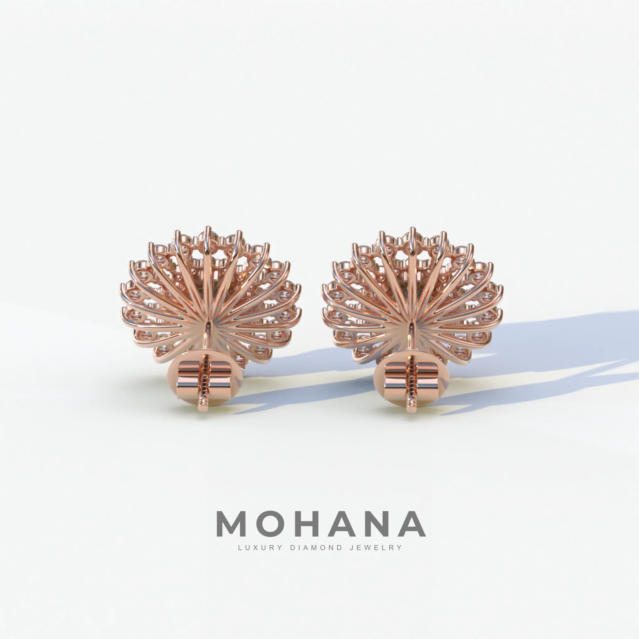 Aster - Green Color Round Diamond Stud Earrings