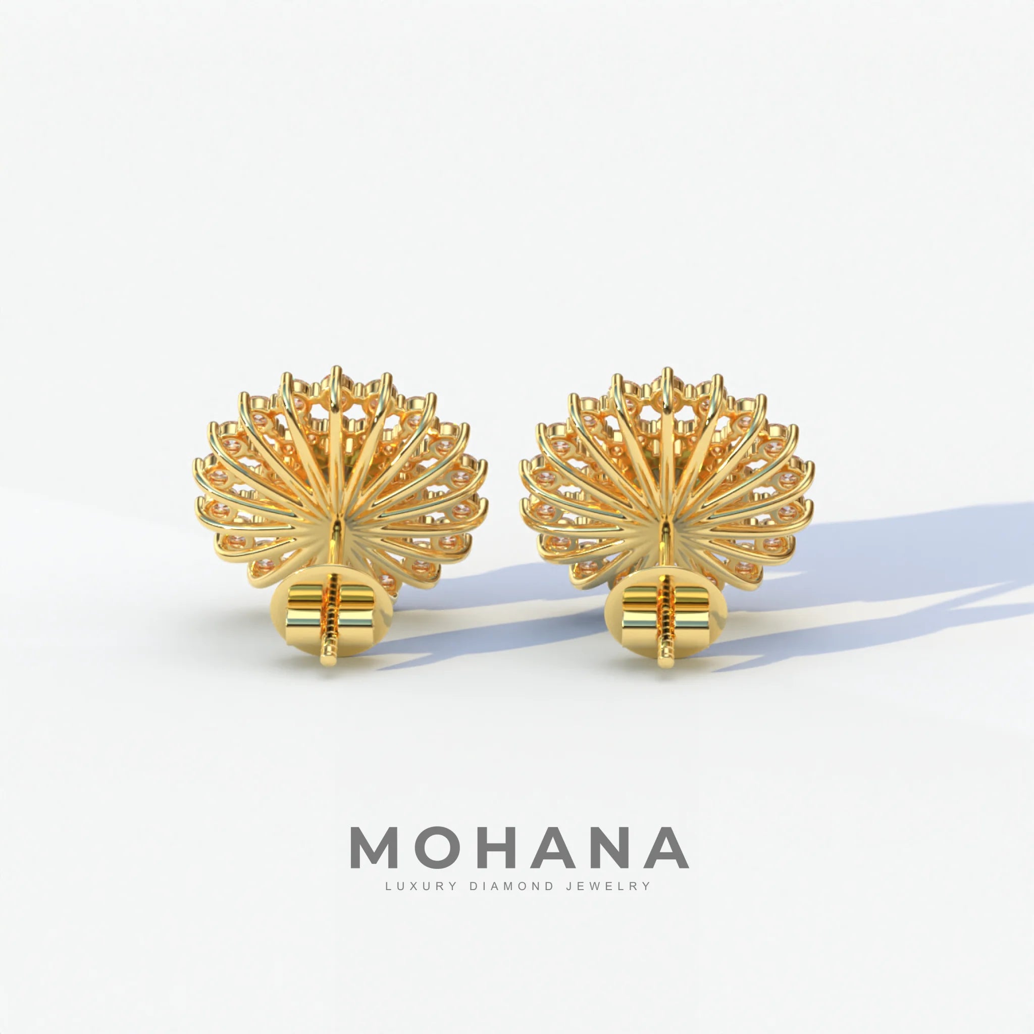 Aster - Green Color Round Diamond Stud Earrings