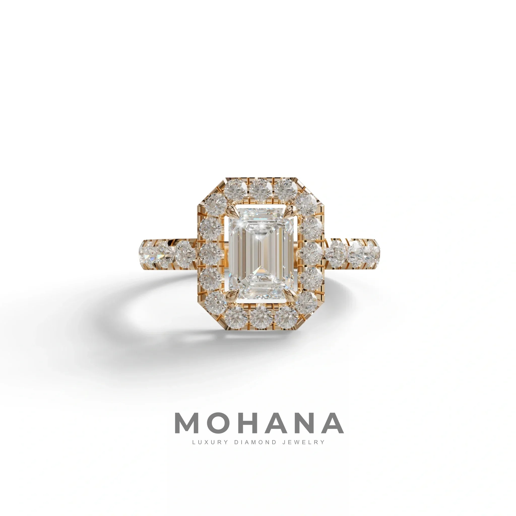 1 Carat Emerald cut lab Diamond Engagement Ring - Freesia - 10K Solid Gold / Rose Gold