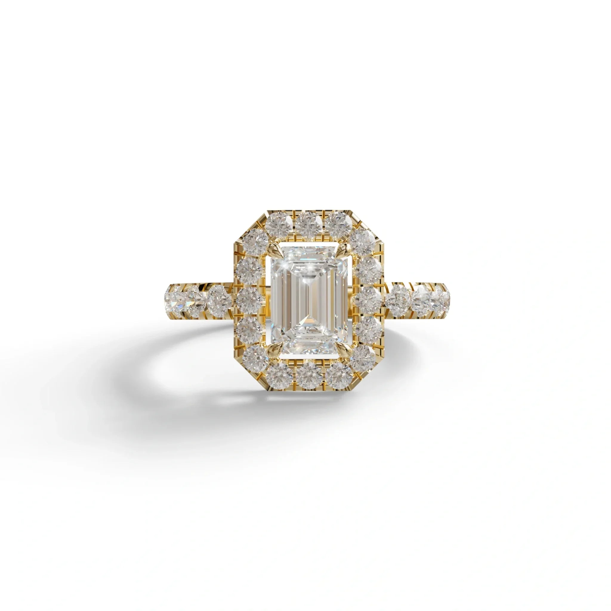 1 Carat Emerald cut lab Diamond Engagement Ring - Freesia - 10K Solid Gold / Yellow Gold