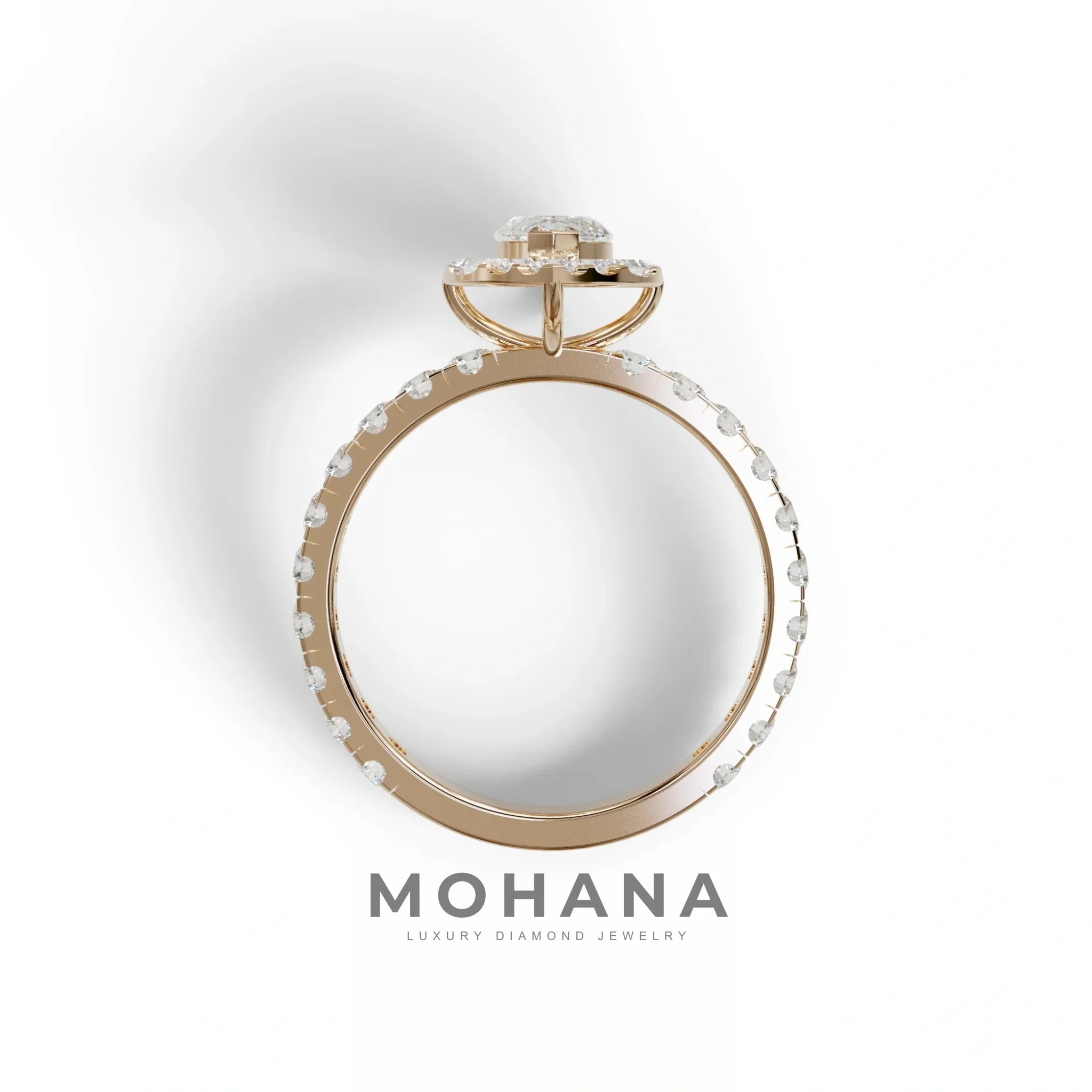 1 Carat E-VVS Marquise Halo Pave Lab Grown Diamond Ring - Luxe
