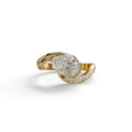 1 Carat E VVS Pear Cut Unique Lab Grown Diamond Ring - Capricorn - 10K Solid Gold / Yellow Gold