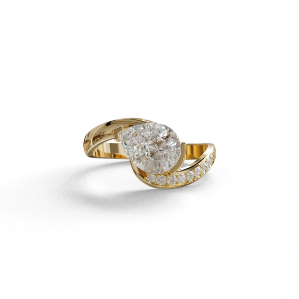 1 Carat Lab Grown Diamond Engagement Ring – Pear Cut Pavé | Capricorn