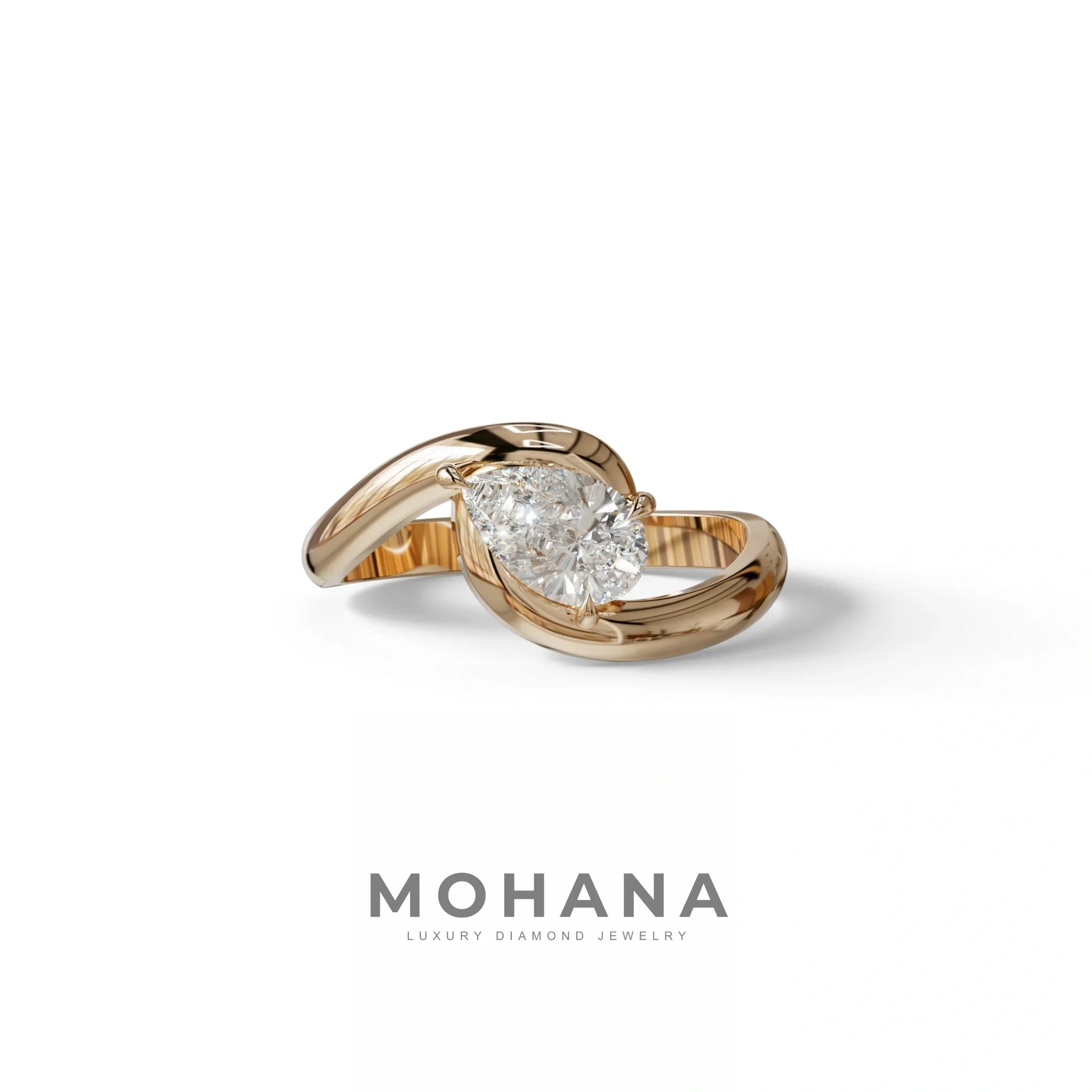 1 Carat E VVS Pear Cut Solitaire Lab Grown Diamond Ring - Maniya - 10K Solid Gold / Rose Gold