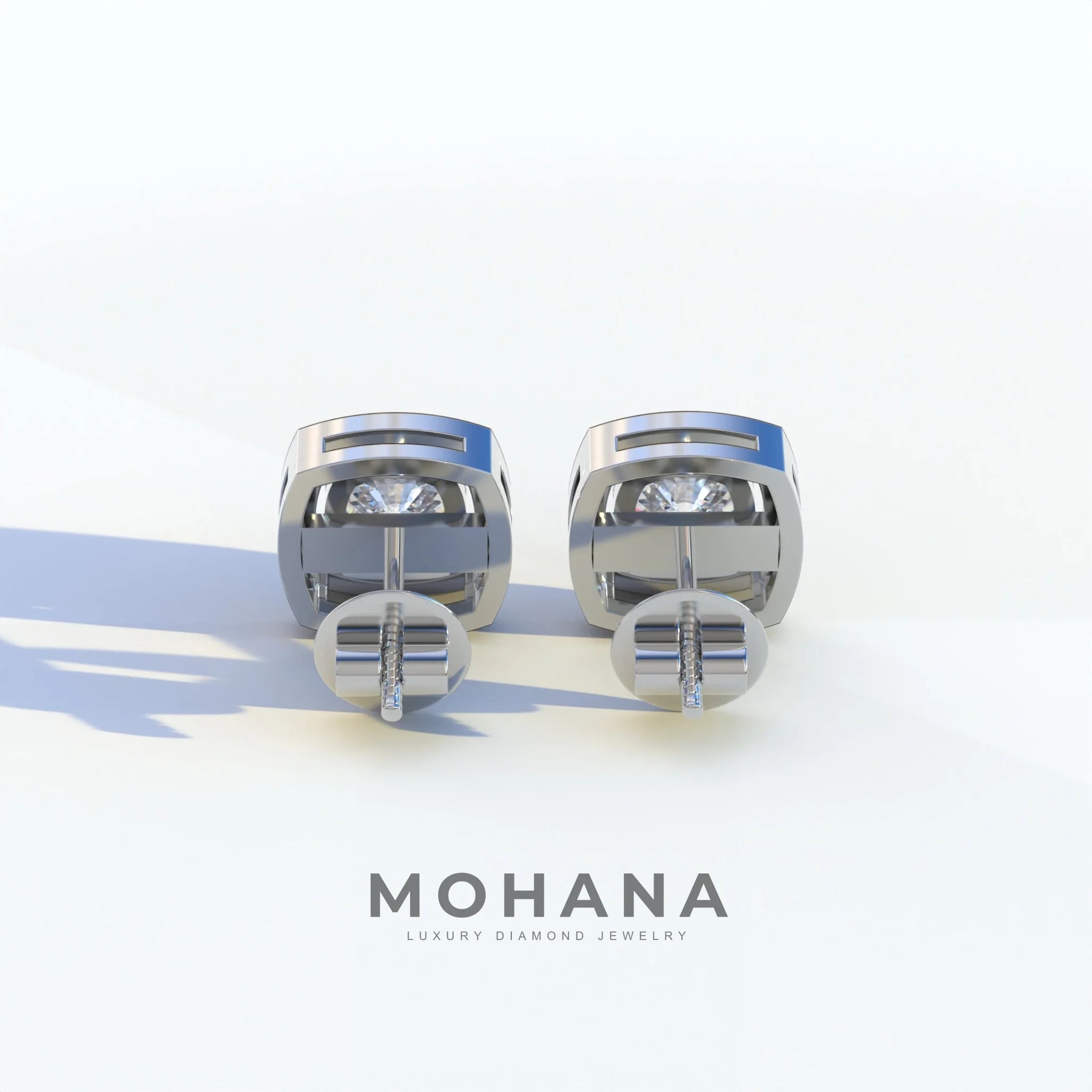 Kiara - Cushion Cut Lab Diamond Stud Earrings | Halo Earring Setting