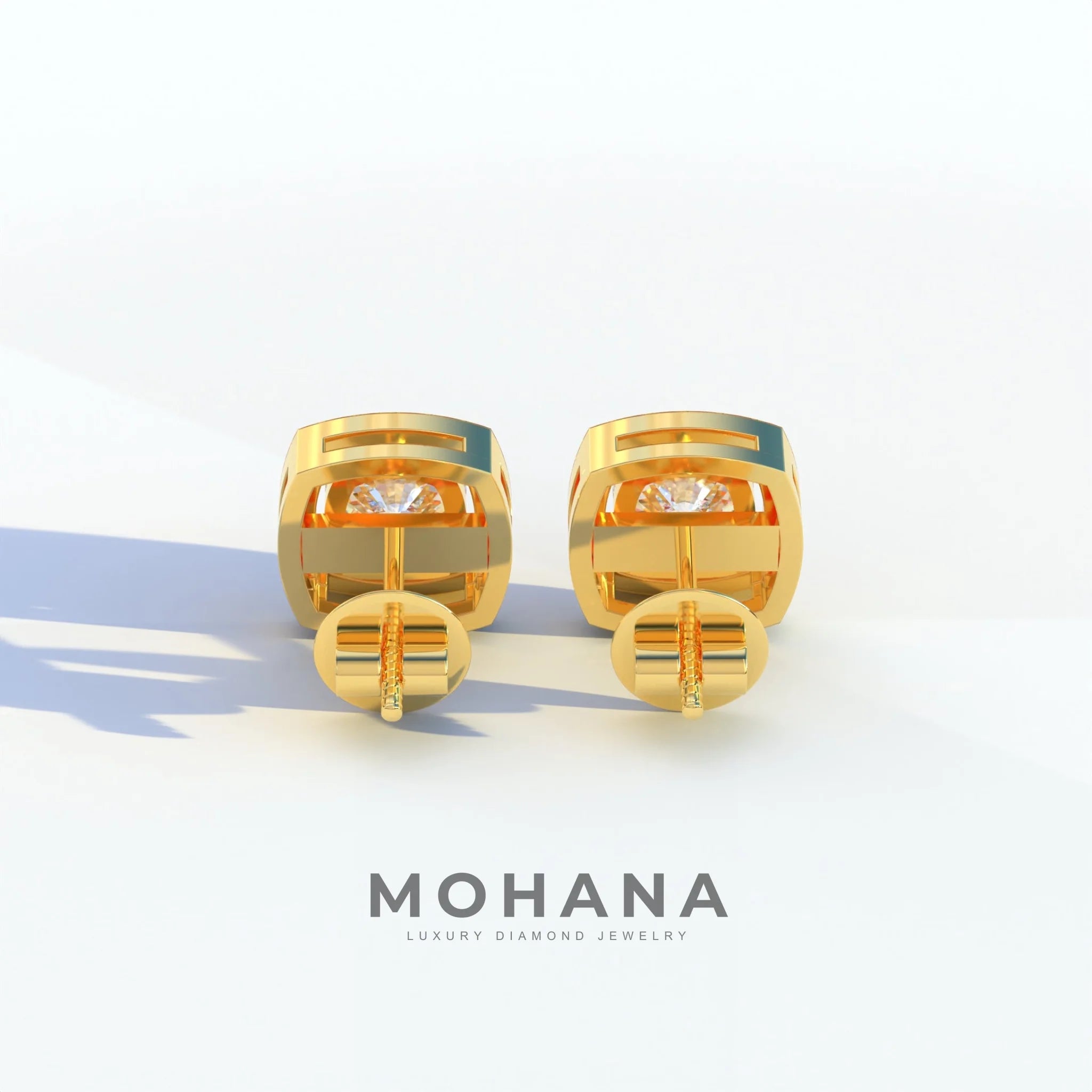 Kiara - Cushion Cut Lab Diamond Stud Earrings | Halo Earring Setting