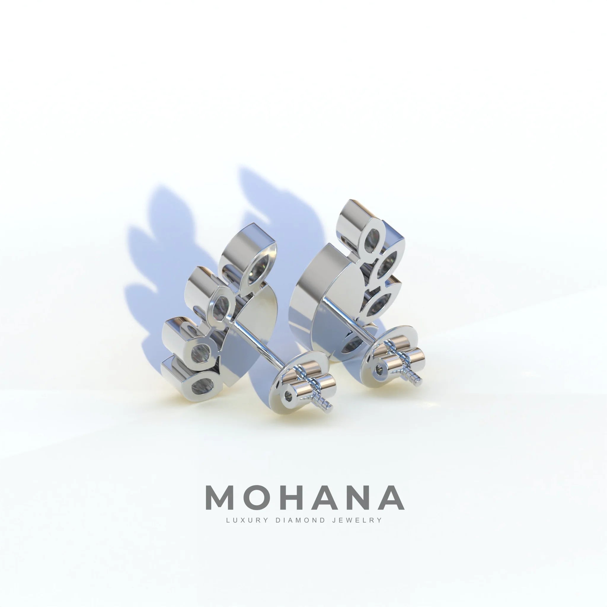 Marquise Cut Lab Diamond Stud Earrings | Stunning Bezel Setting - Gardenia Cluster