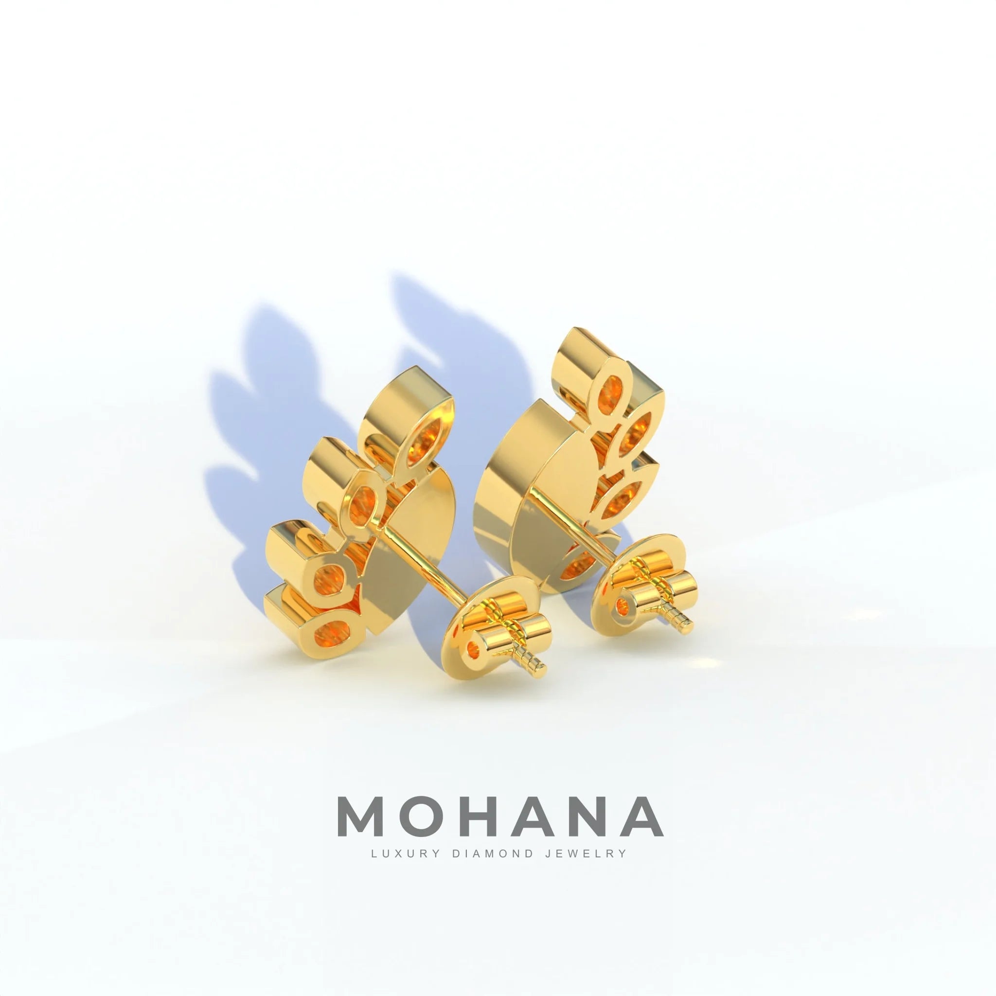 Marquise Cut Lab Diamond Stud Earrings | Stunning Bezel Setting - Gardenia Cluster