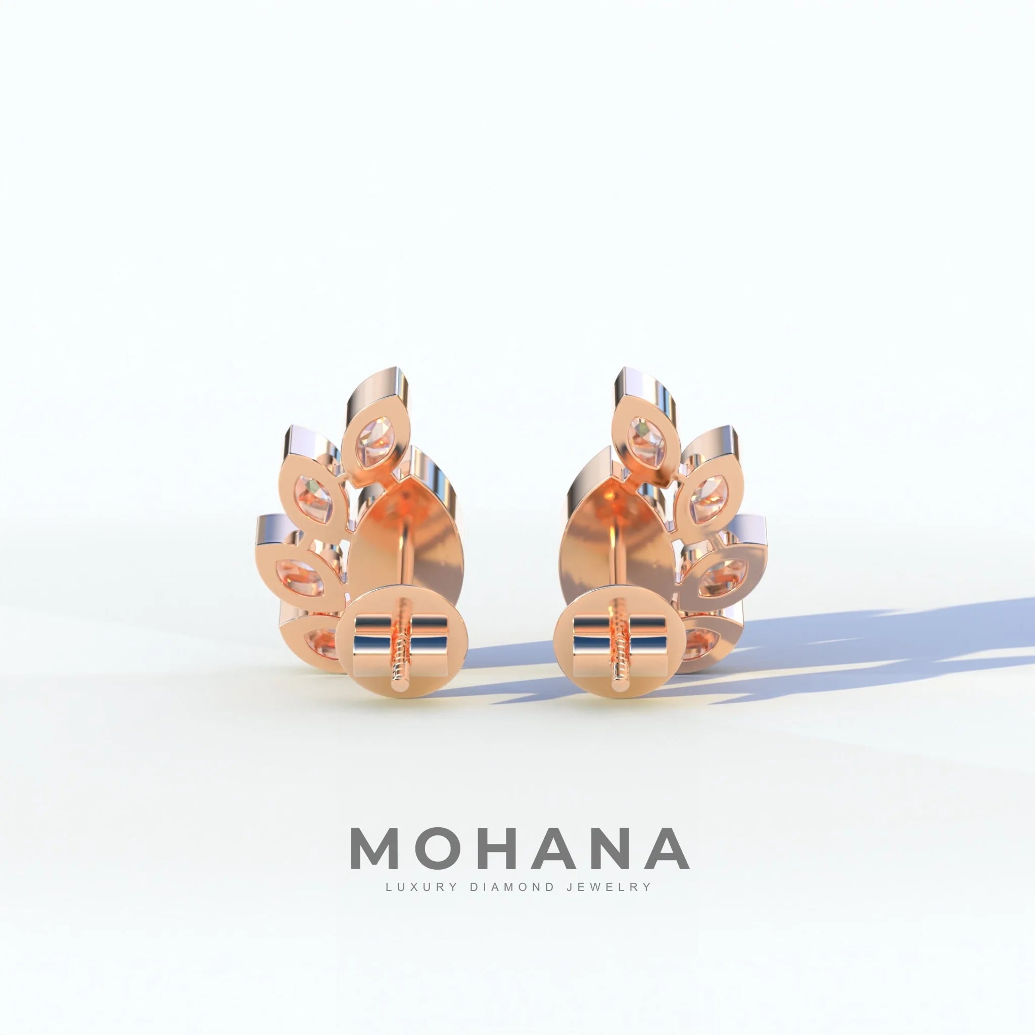 Marquise Cut Lab Diamond Stud Earrings | Stunning Bezel Setting - Gardenia Cluster