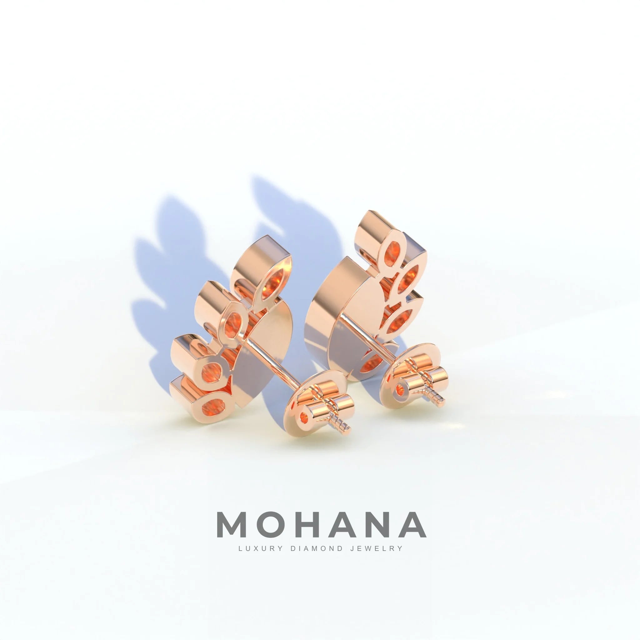 Marquise Cut Lab Diamond Stud Earrings | Stunning Bezel Setting - Gardenia Cluster