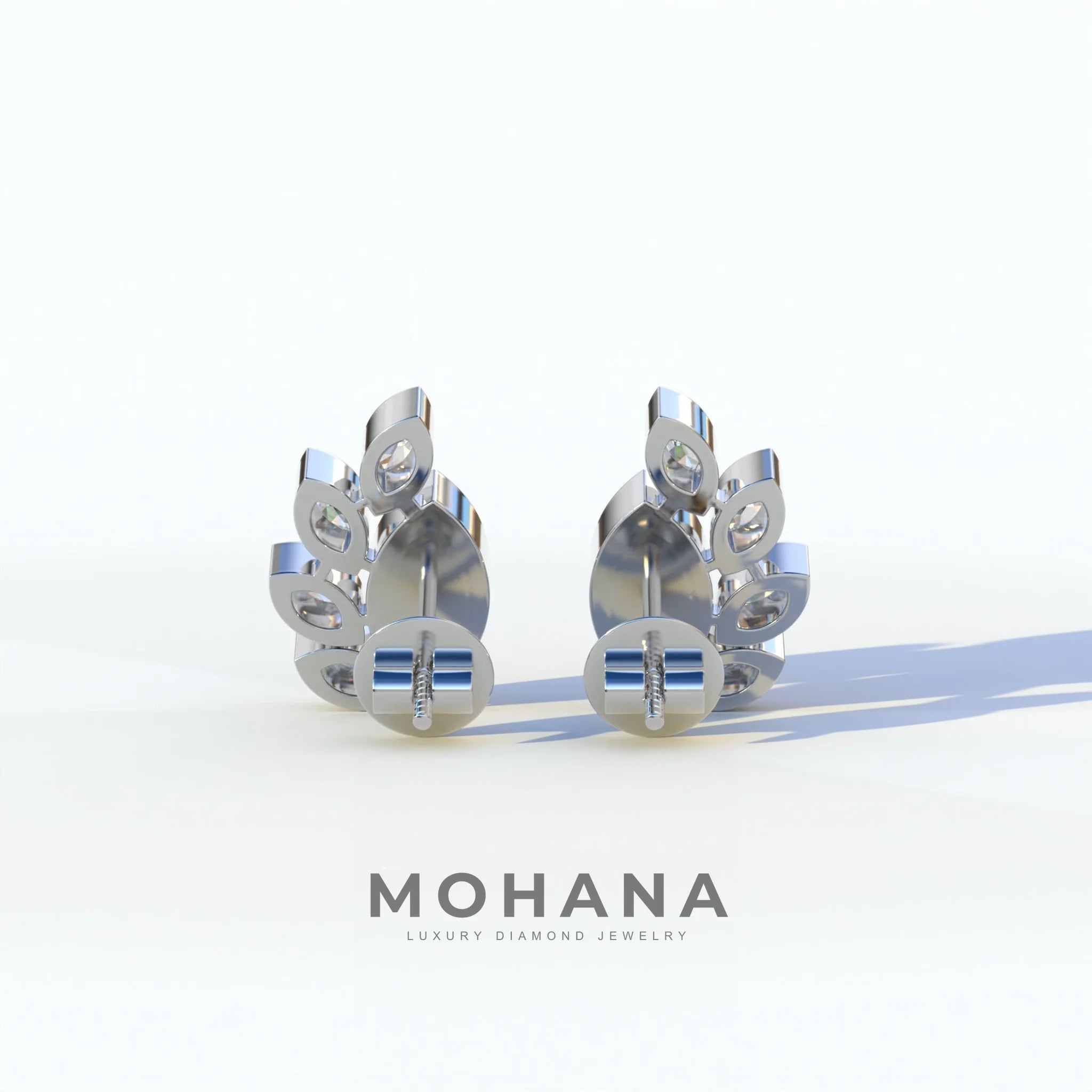 Marquise Cut Lab Diamond Stud Earrings | Stunning Bezel Setting - Gardenia Cluster
