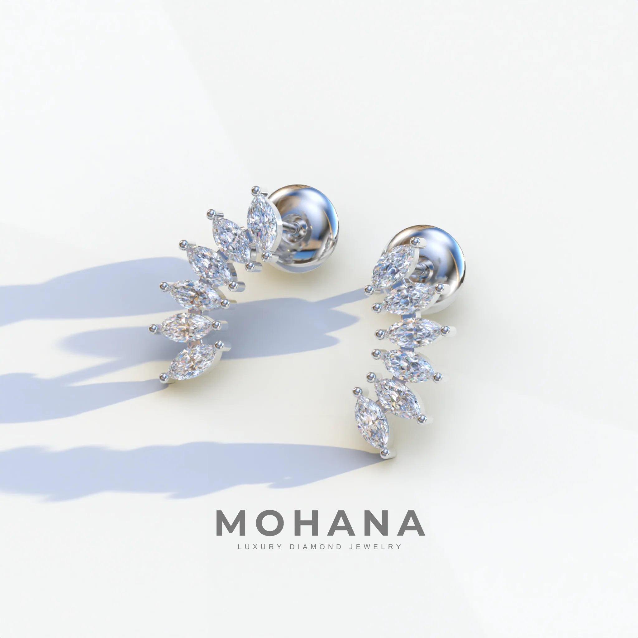 Angle Wings - Marquise Cut Diamond Stud Earrings