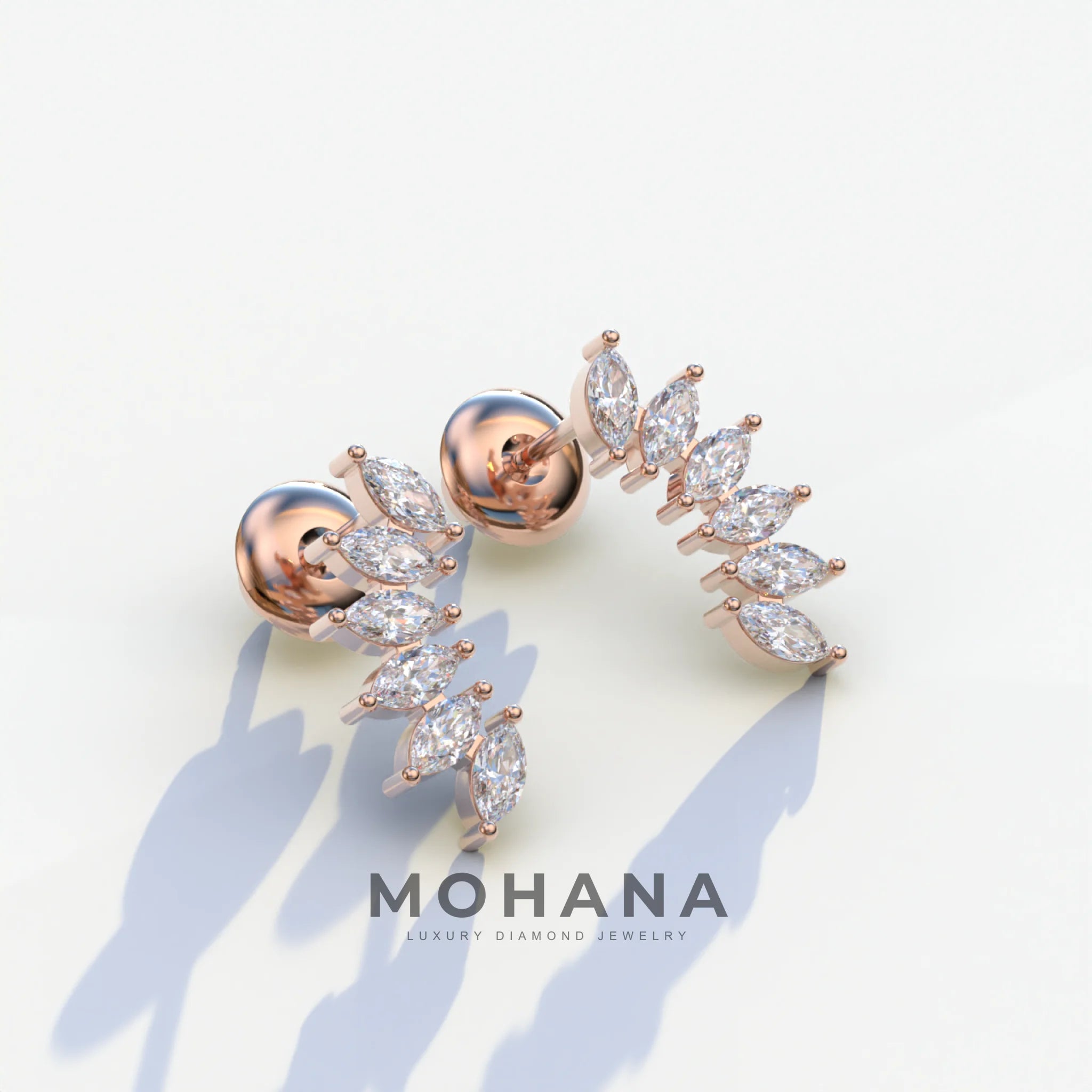 Angle Wings - Marquise Cut Diamond Stud Earrings