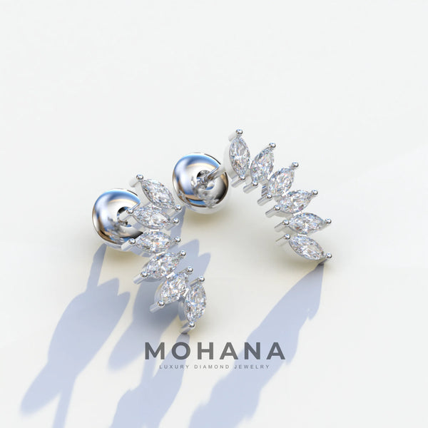 1 Carat Lab Grown Diamond Stud Earrings – Marquise Cut Halo alternate view