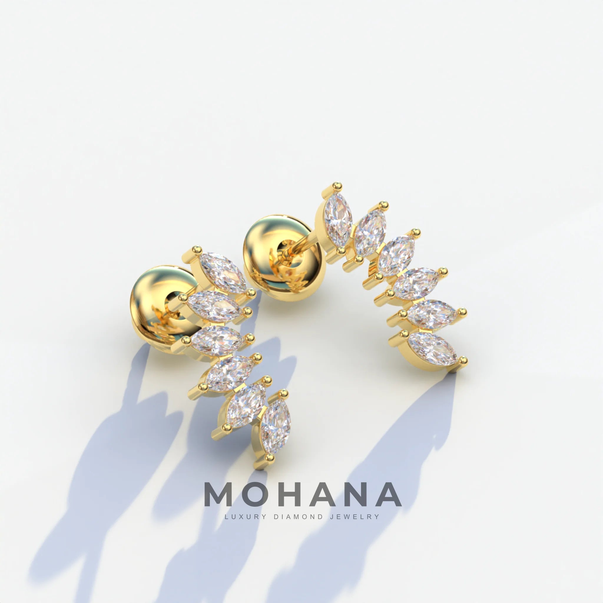Angle Wings - Marquise Cut Diamond Stud Earrings