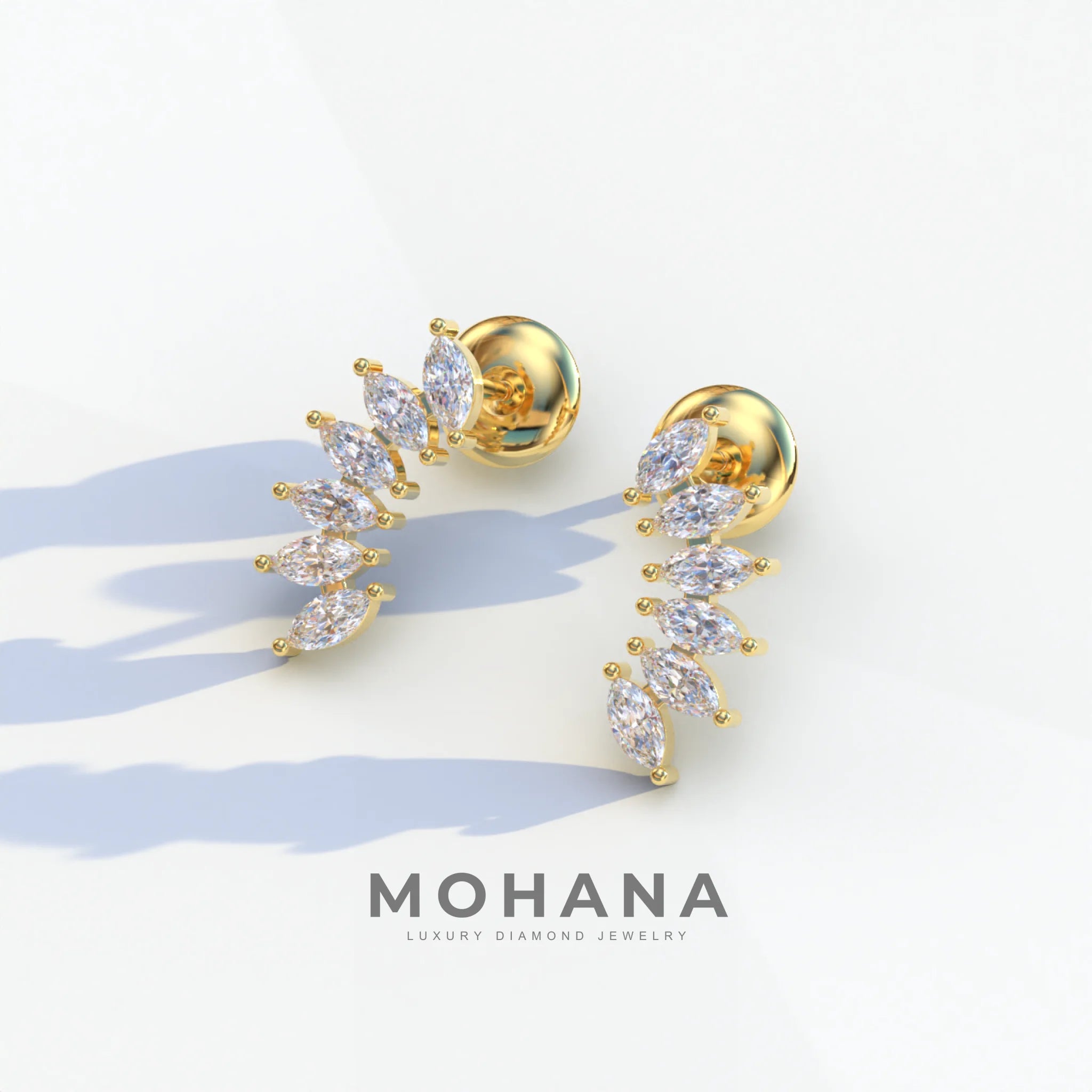 Angle Wings - Marquise Cut Diamond Stud Earrings