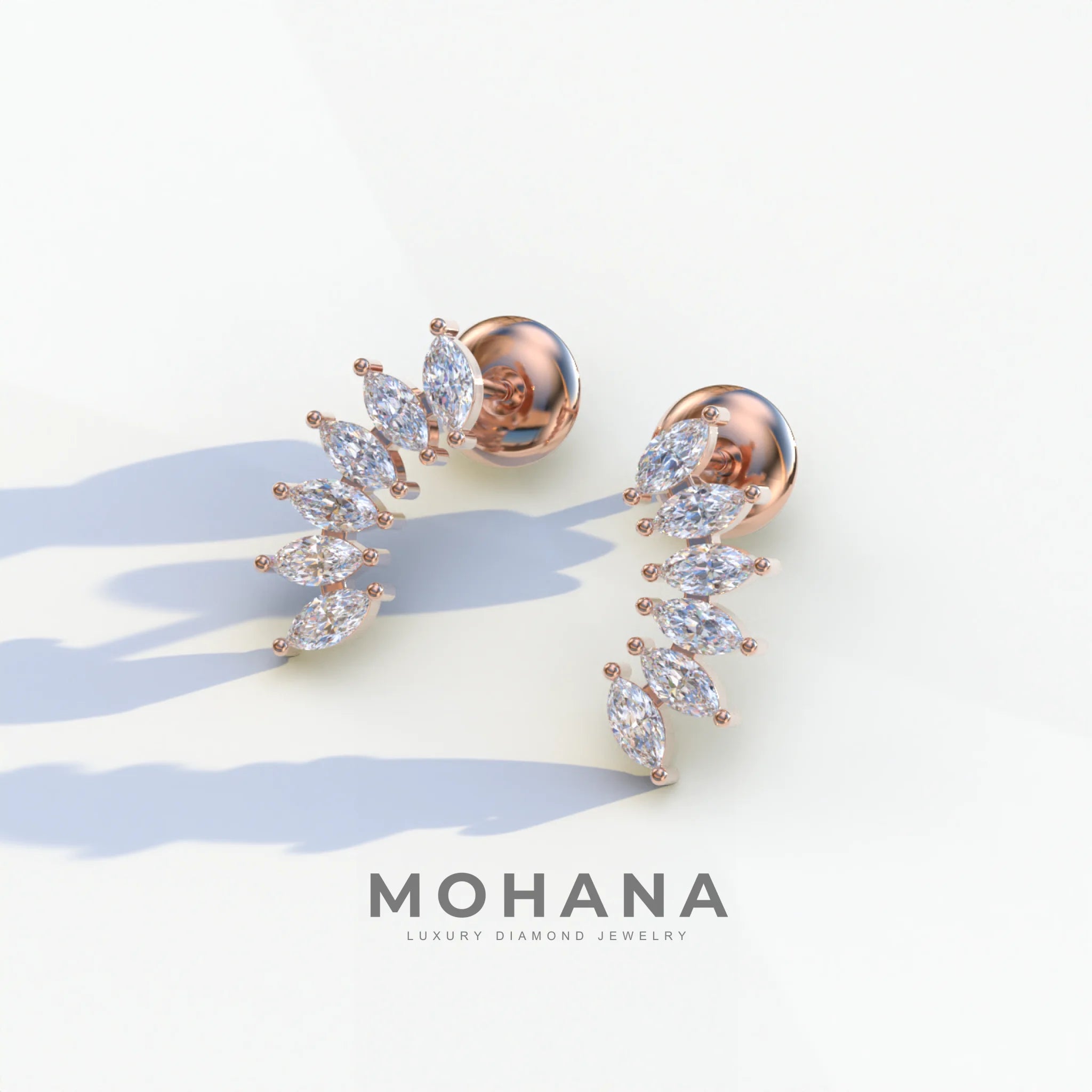 Angle Wings - Marquise Cut Diamond Stud Earrings