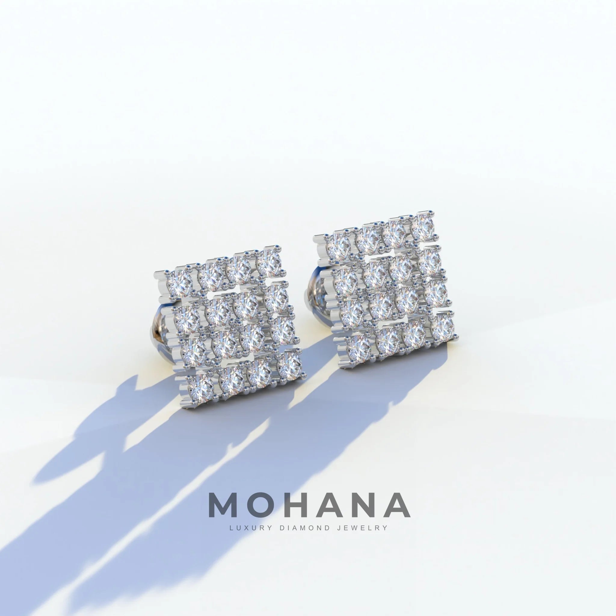 Round Cut Lab Diamond Cluster Setting Stud Earrings - Cindy
