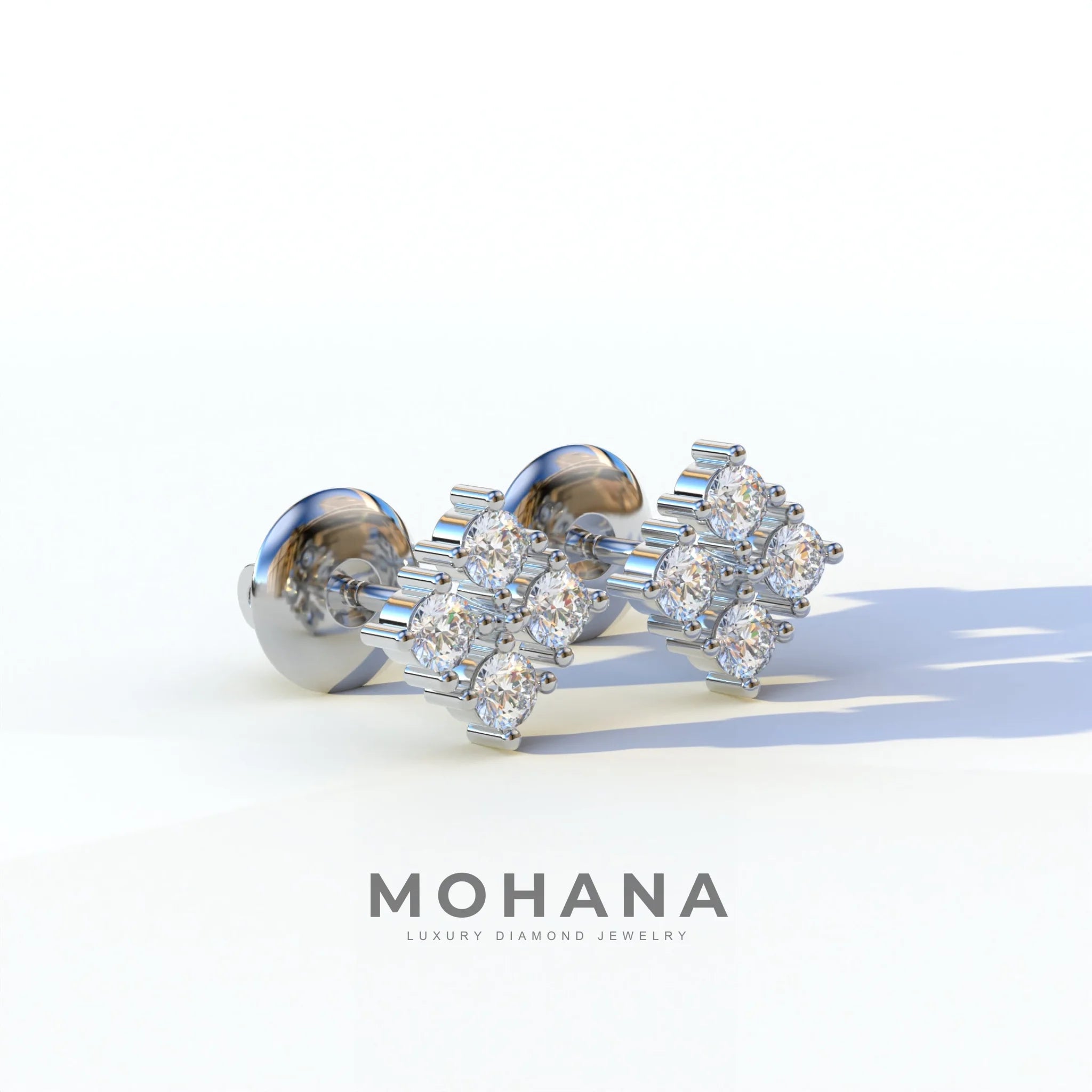 Round Cut Lab Diamond Stud Earrings | Cluster Setting - Rae Brilliance