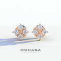 Round Cut Lab Diamond Stud Earrings | Cluster Setting - Rae Brilliance - 10K Solid Gold / Rose Gold