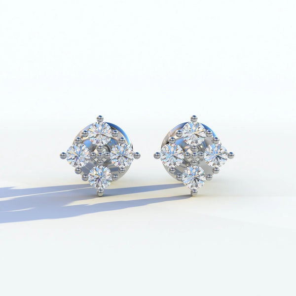 1 Carat Lab Grown Diamond Stud Earrings – Round Cut Cluster | Rae Brilliance