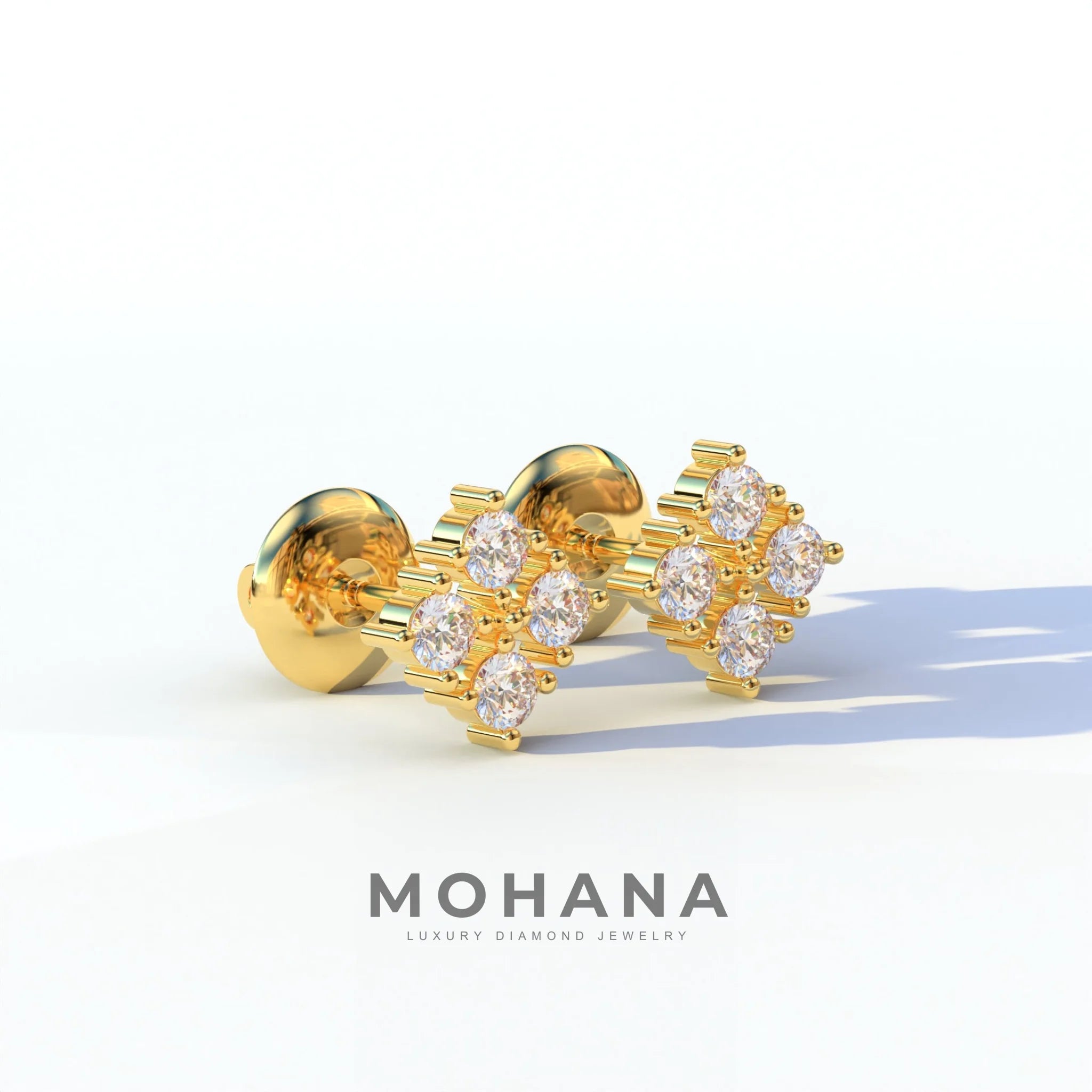 Round Cut Lab Diamond Stud Earrings | Cluster Setting - Rae Brilliance
