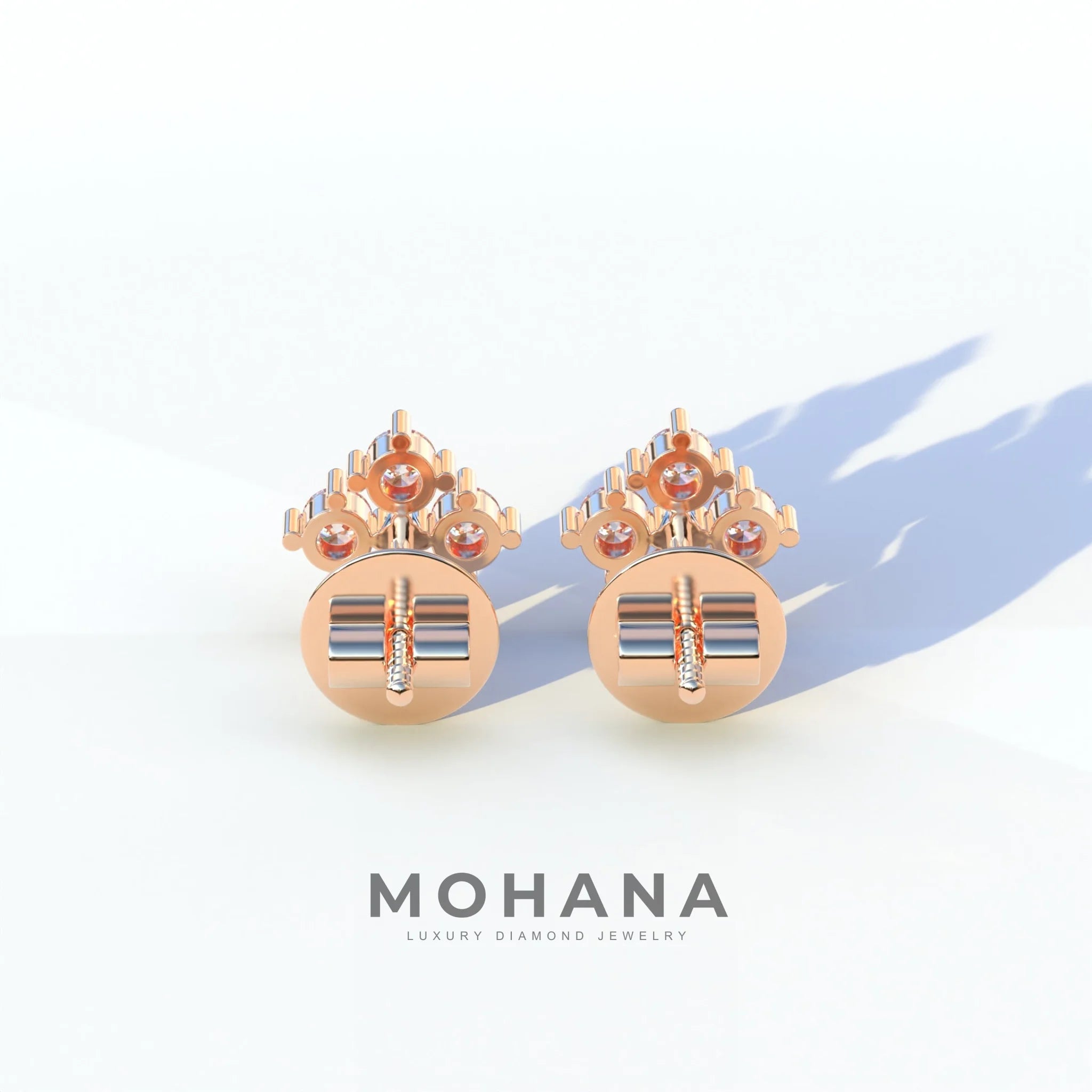 Round Cut Lab Diamond Stud Earrings | Cluster Setting - Rae Brilliance