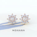 Persee - Colorless Round Cut Diamond Stud Earrings| Piercing Flower Setting - 10K Solid Gold / Rose Gold
