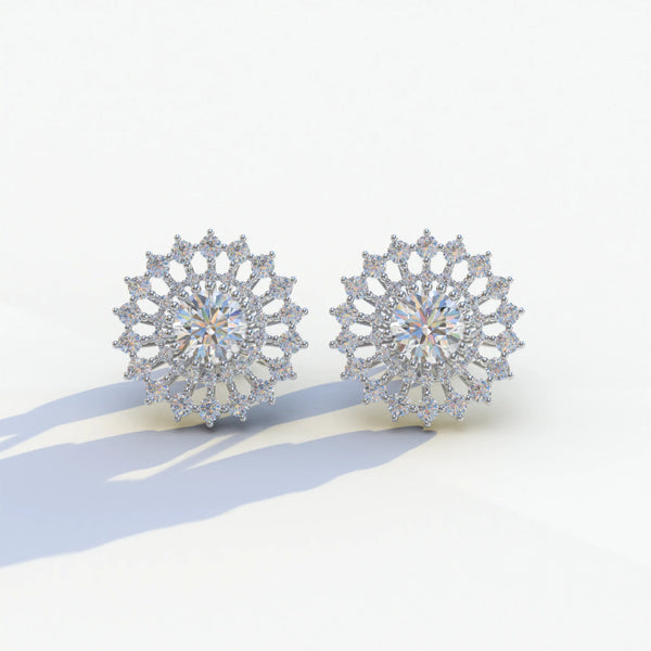 1 Carat Lab Grown Diamond Stud Earrings – Round Cut Halo