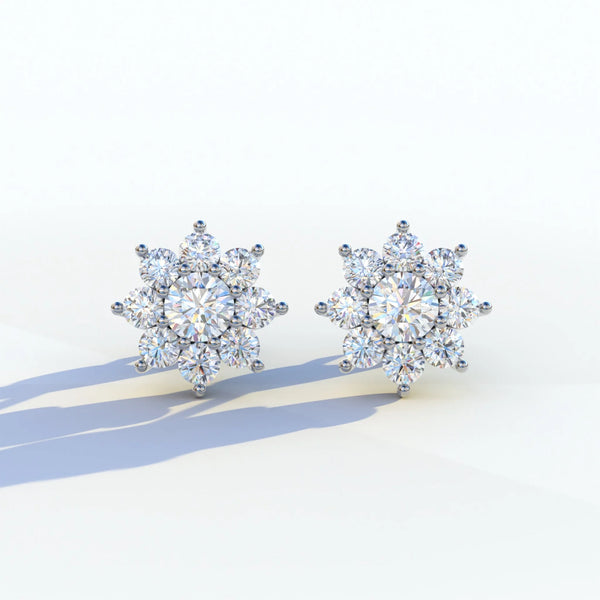 1 Carat Lab Grown Diamond Stud Earrings – Round Cut Halo