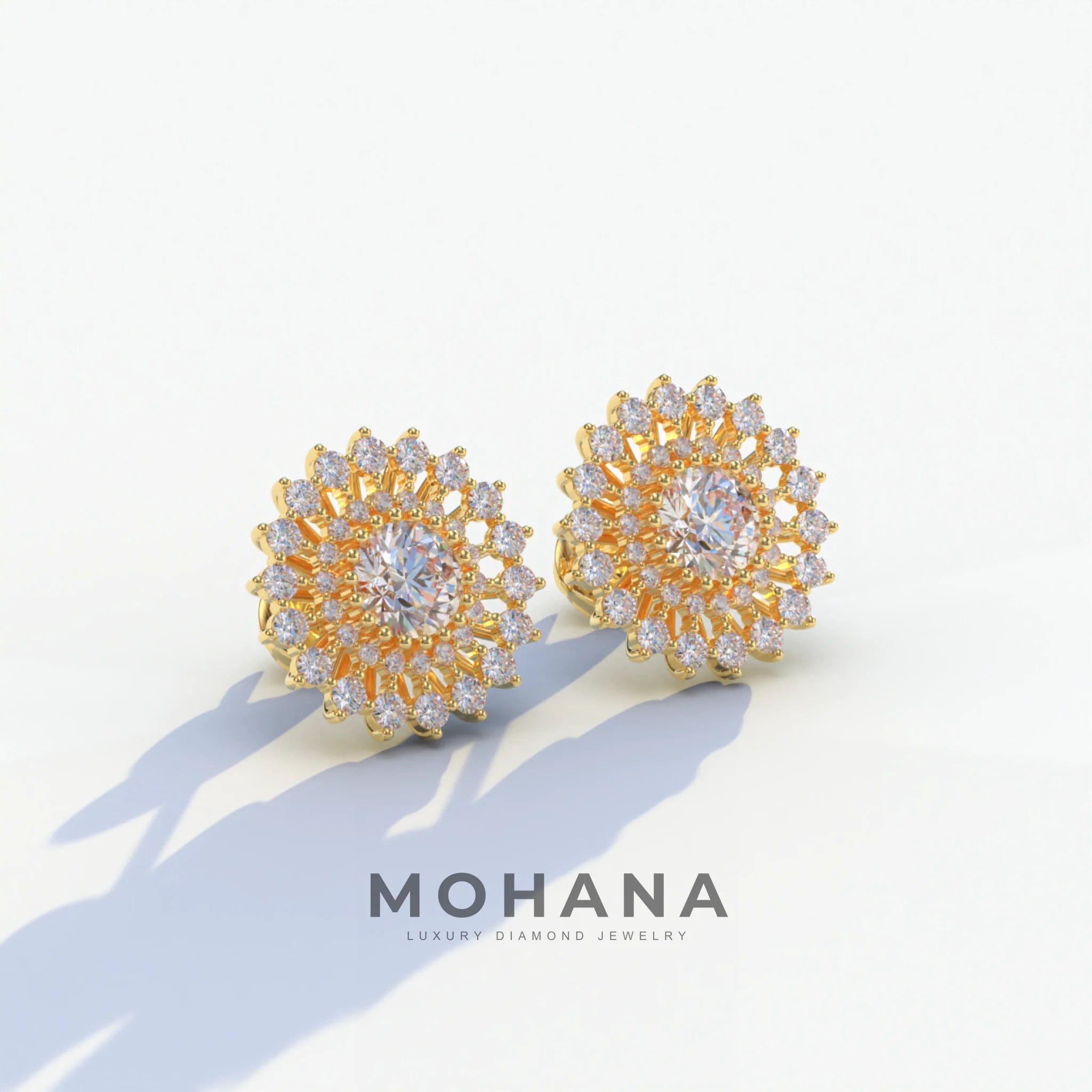 Aster - Colorless Round Cut Diamond Stud Earrings