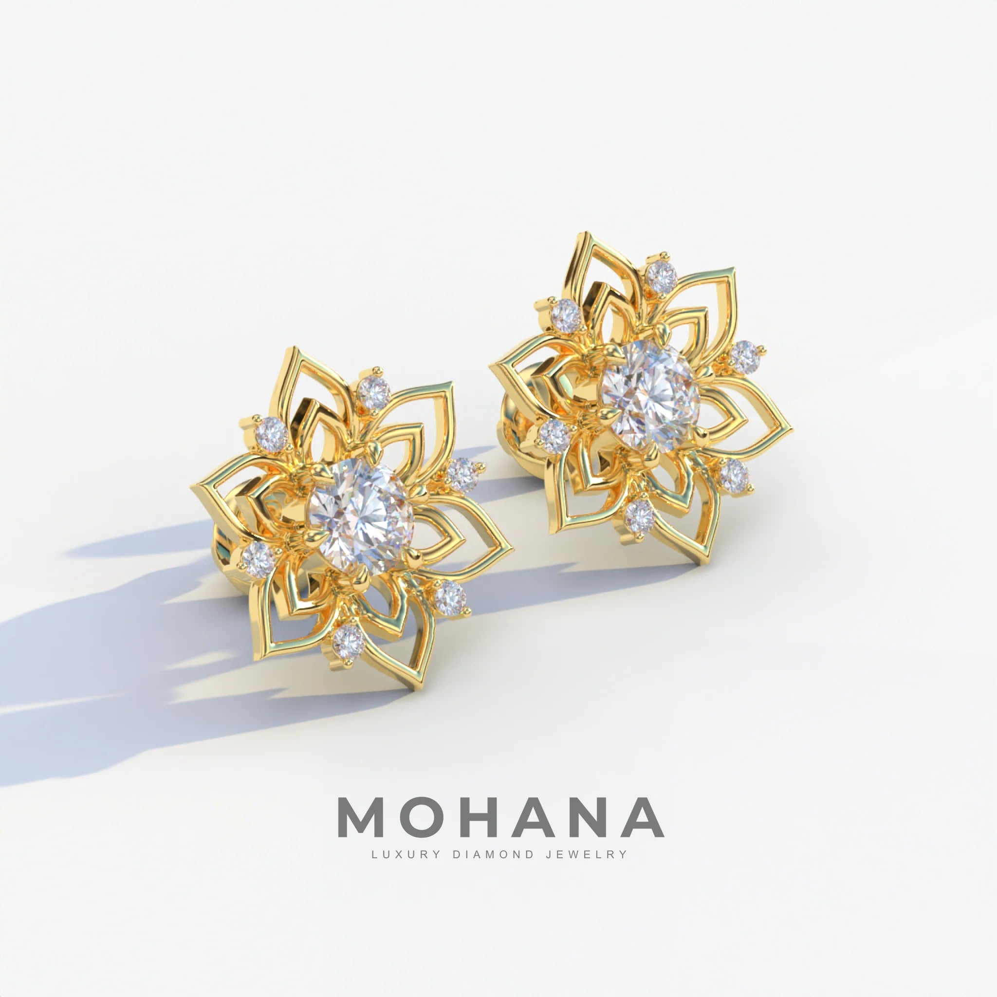 Daffodil - Colorless Round Cut Diamond Earrings| Beautiful Claw Prong Setting | Certified