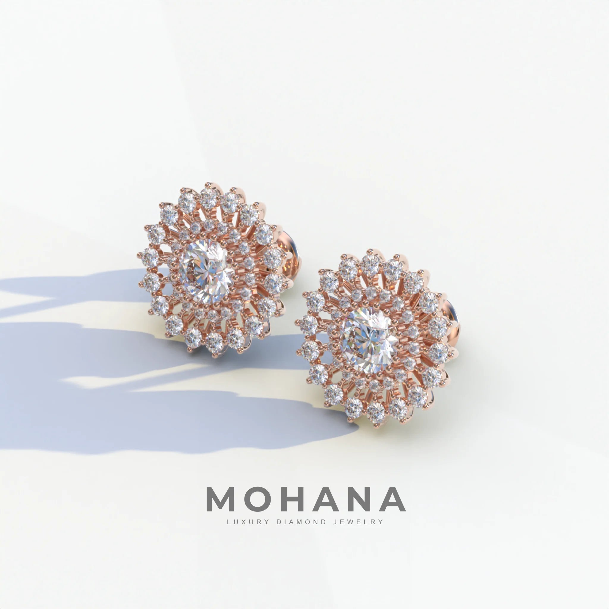Aster - Colorless Round Cut Diamond Stud Earrings