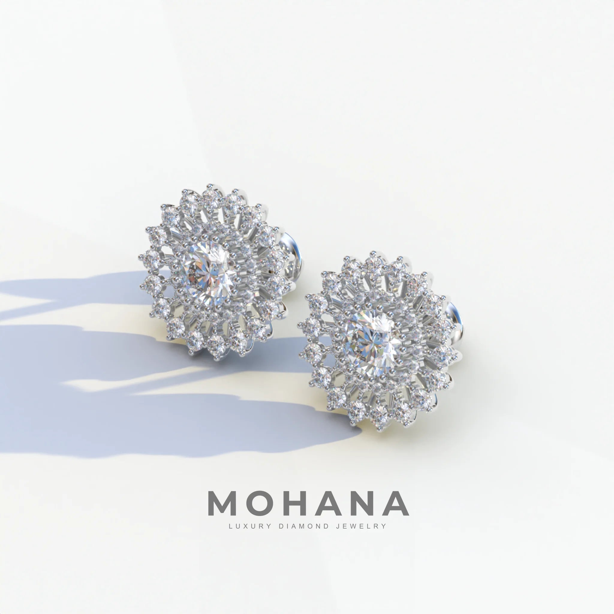 Aster - Colorless Round Cut Diamond Stud Earrings