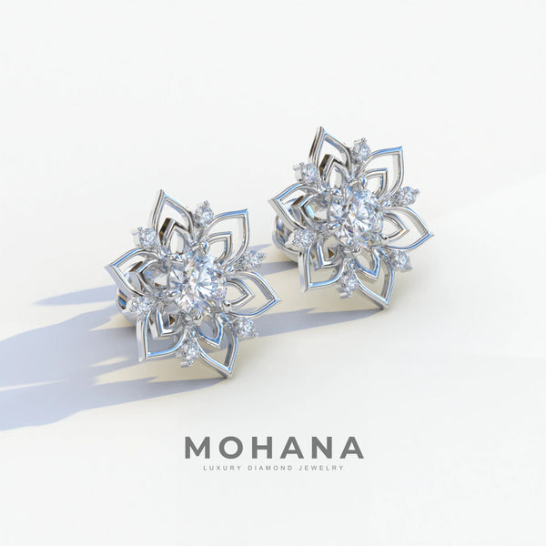 1 Carat Lab Grown Diamond Stud Earrings – Round Cut Halo alternate view
