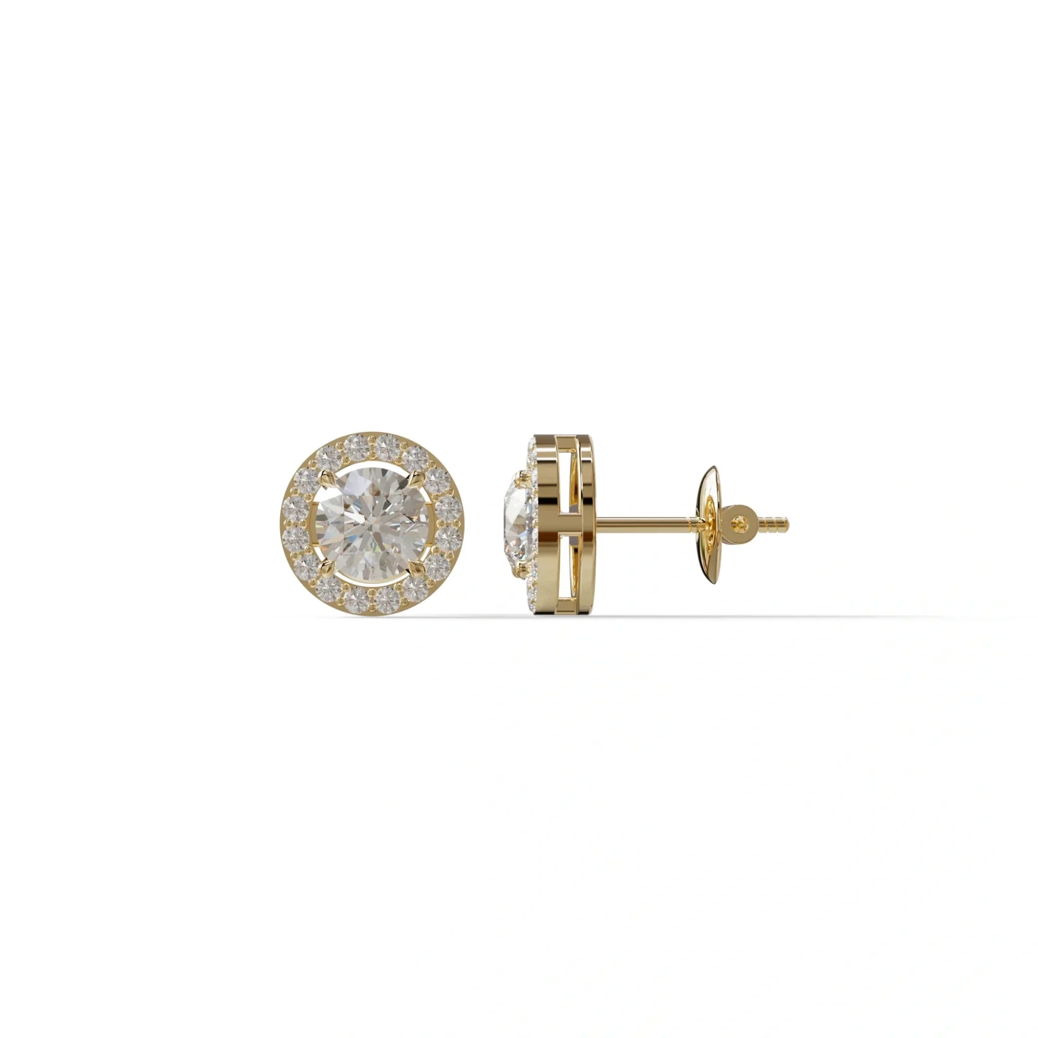 Ciera - Round Diamond Stud Earrings | Halo Setting | Certified