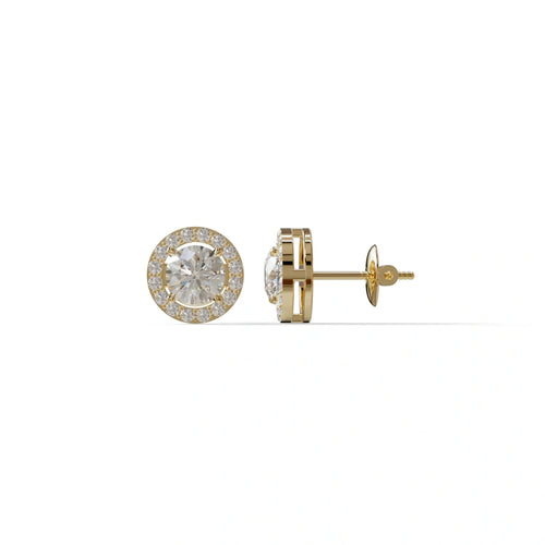 Ciera - Round Diamond Stud Earrings | Halo Setting | Certified