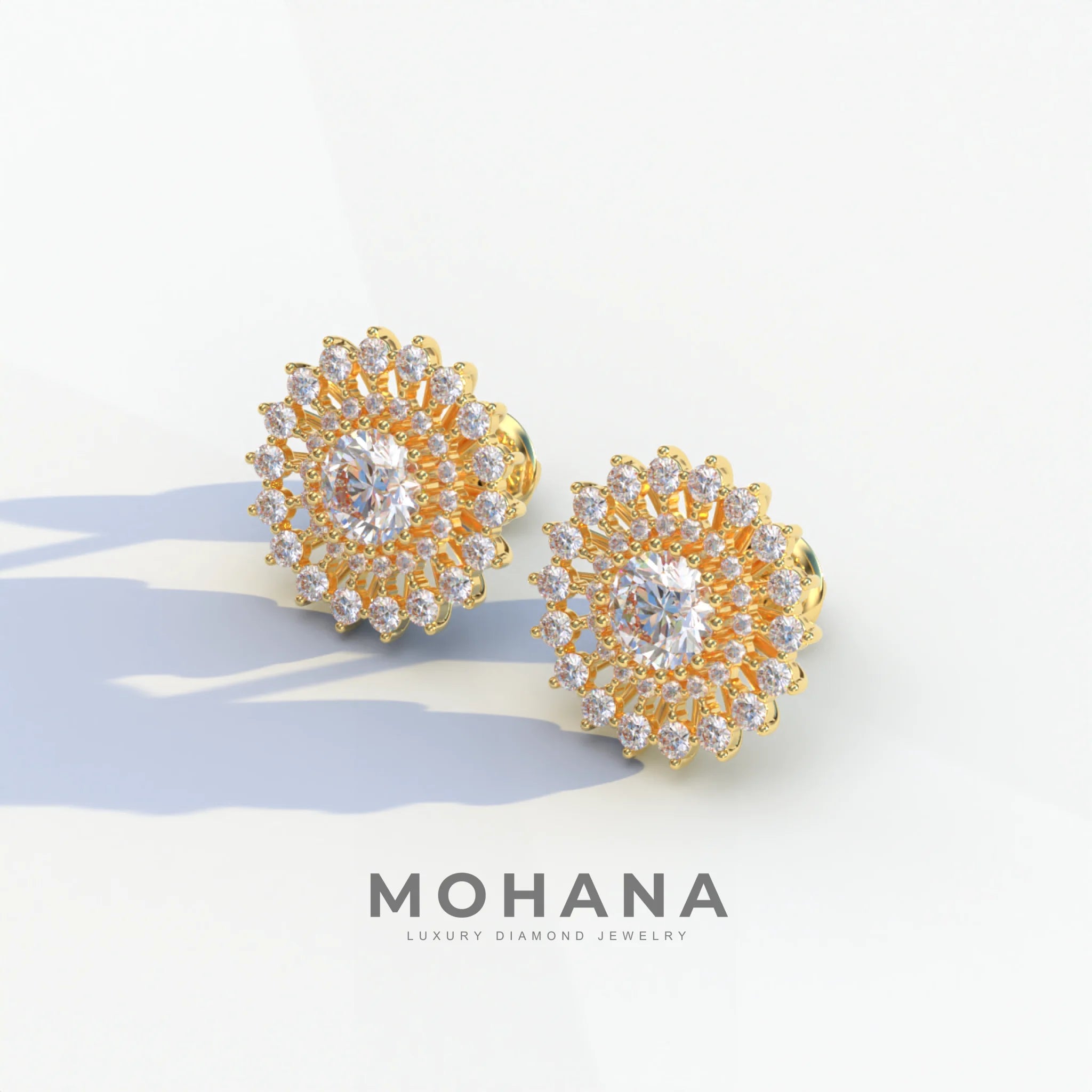 Aster - Colorless Round Cut Diamond Stud Earrings
