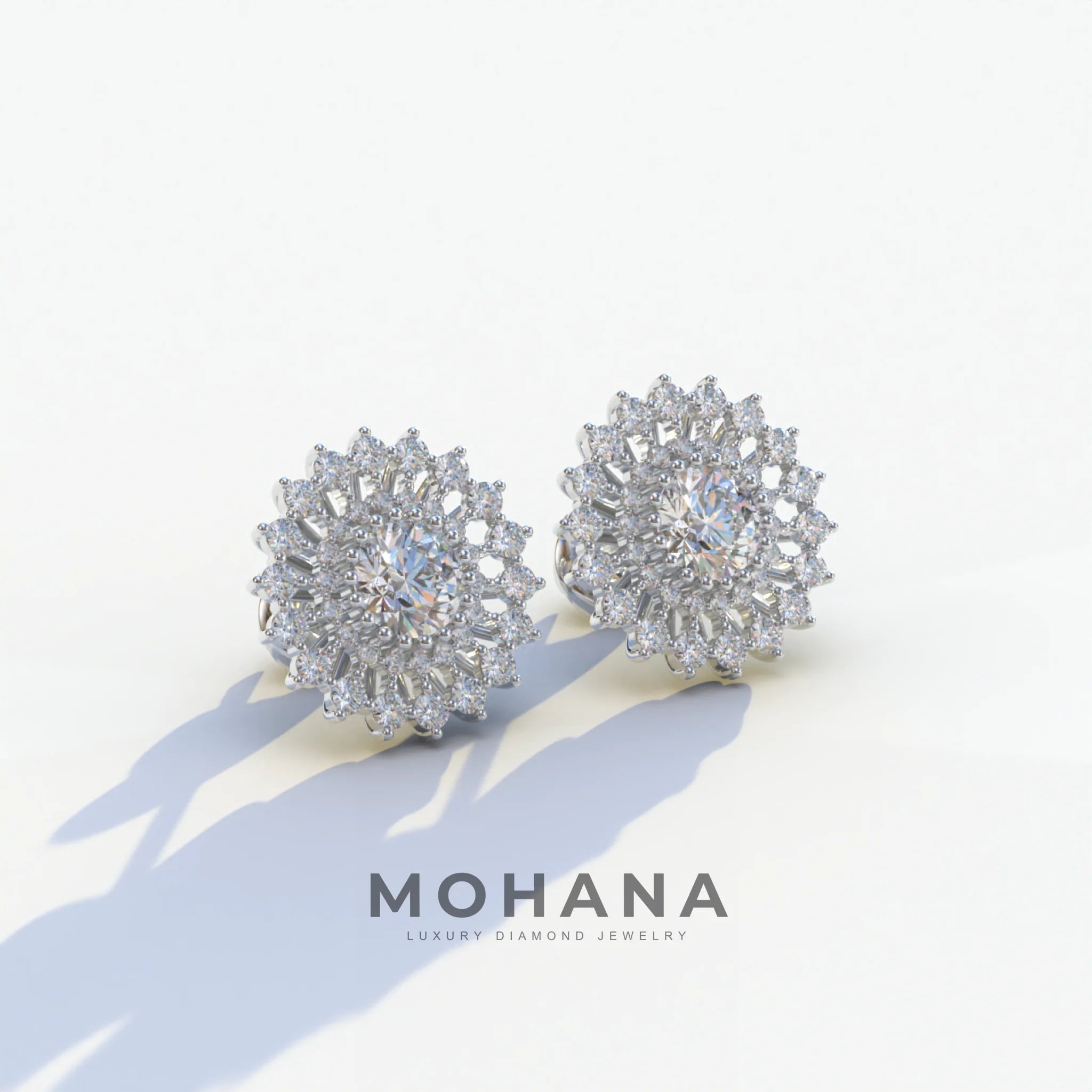 Aster - Colorless Round Cut Diamond Stud Earrings